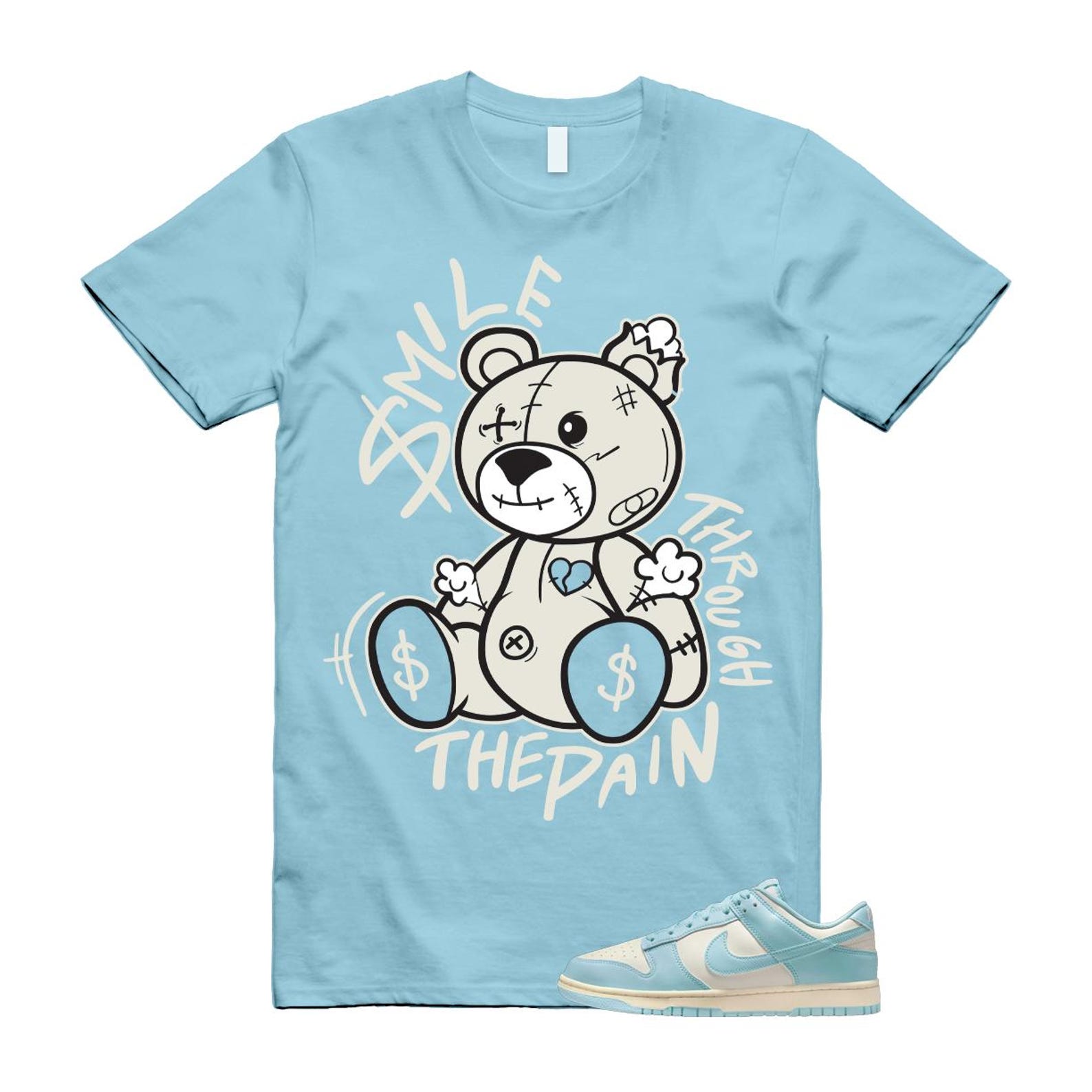 Dunk Glacier Blue Pale Ivory Low T Shirt Match SM2 HF5441-103 T-Shirt, Sneaker Match Tee