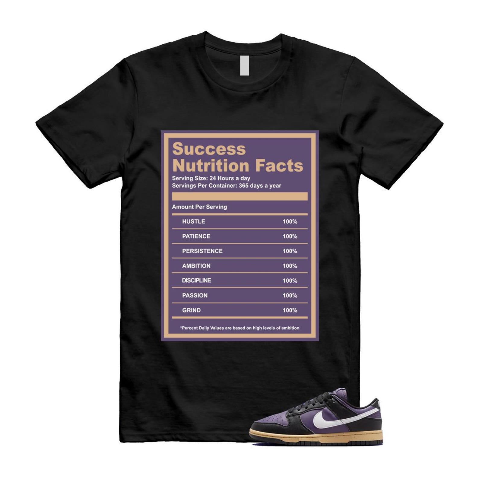 Dunk Dark Raisin Black White Sesame Next Nature T Shirt Match SUCC DD1873-500 T-Shirt, Sneaker Match Tee