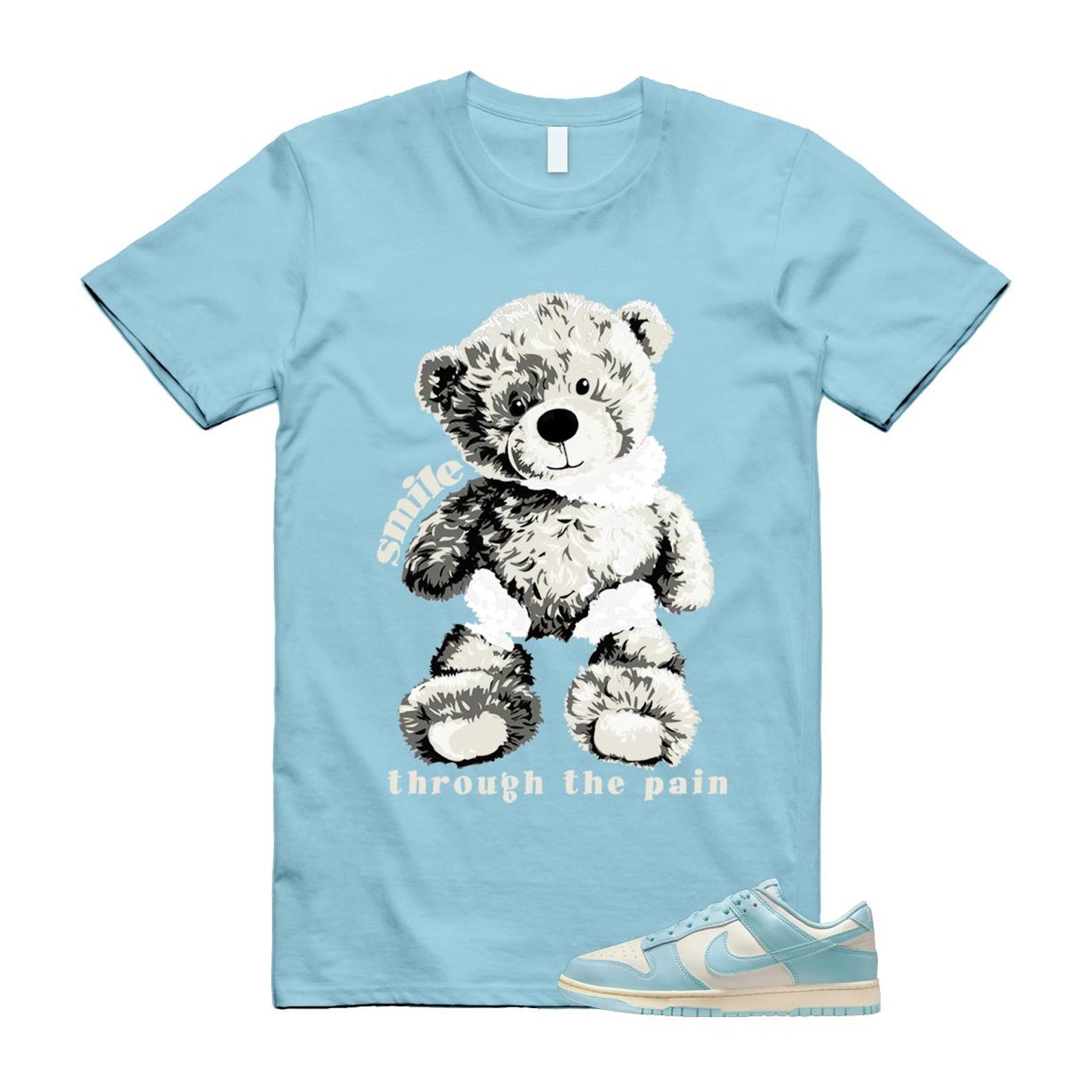 Dunk Glacier Blue Pale Ivory Low T Shirt Match SMILE HF5441-103 T-Shirt, Sneaker Match Tee
