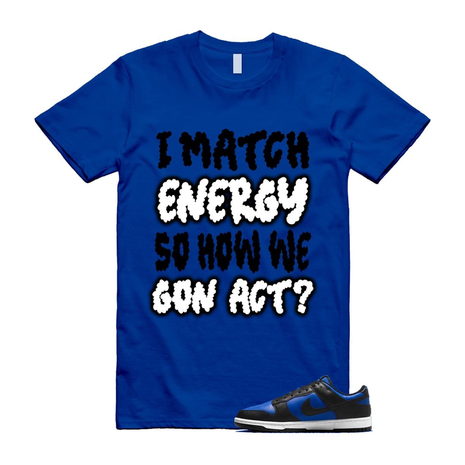 Dunk Hyper Royal Black White T Shirt Match MATCH HF5441-401 T-Shirt, Sneaker Match Tee