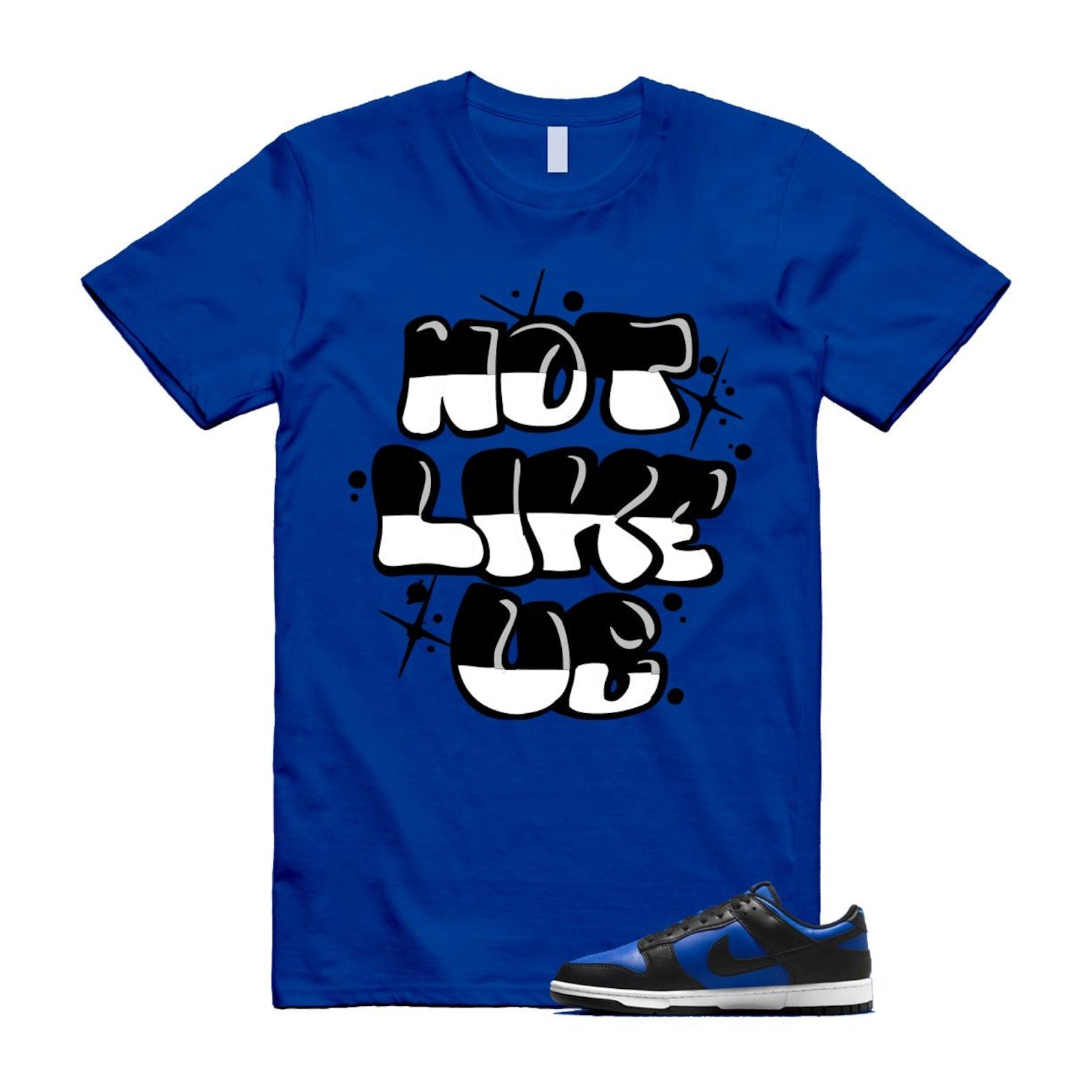 Dunk Hyper Royal Black White T Shirt Match NLU HF5441-401 T-Shirt, Sneaker Match Tee