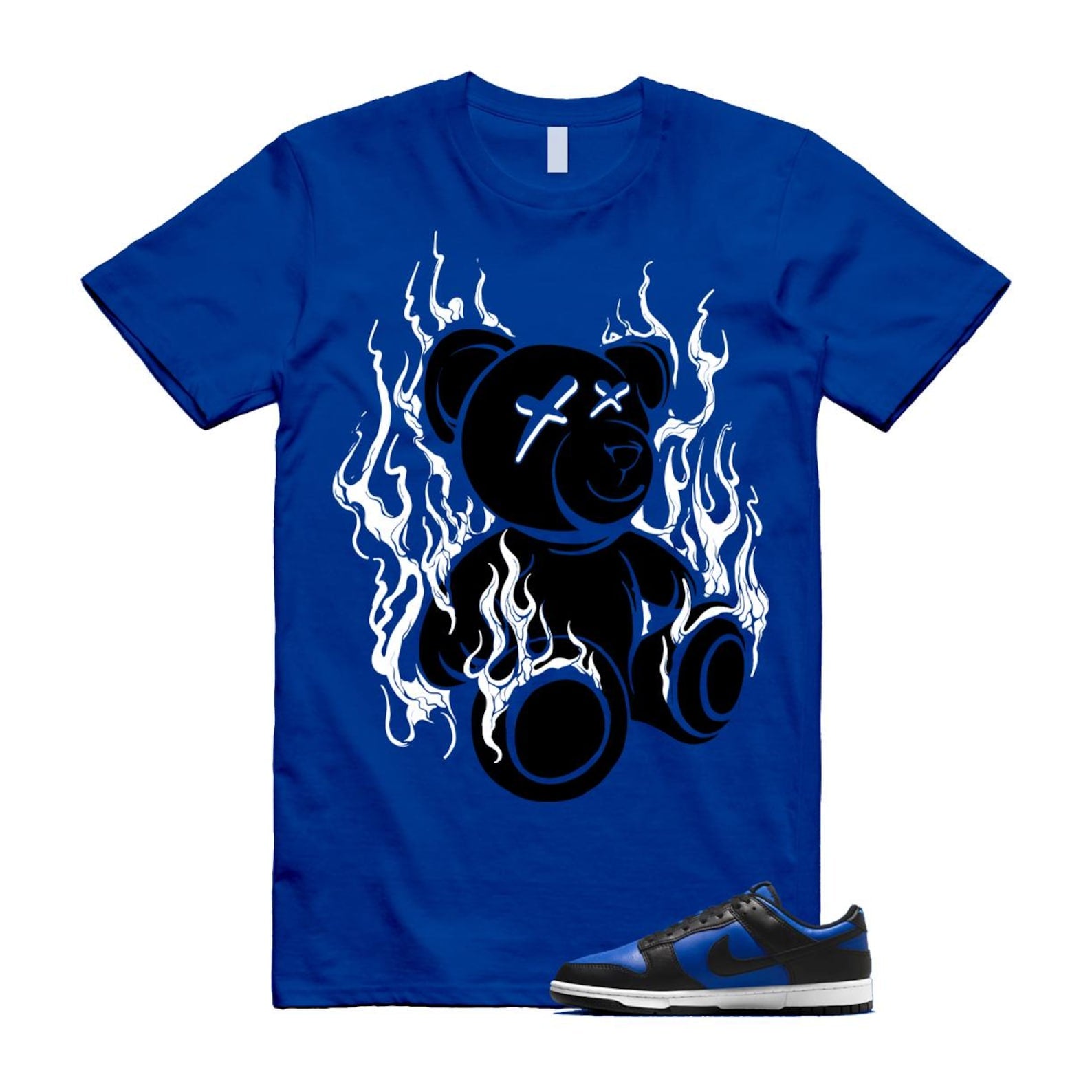 Dunk Hyper Royal Black White T Shirt Match LIT HF5441-401 T-Shirt, Sneaker Match Tee
