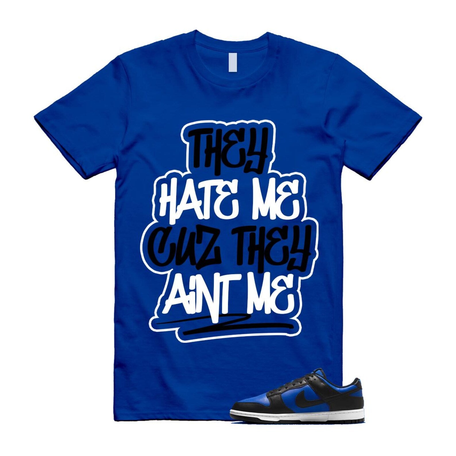 Dunk Hyper Royal Black White T Shirt Match AINT HF5441-401 T-Shirt, Sneaker Match Tee