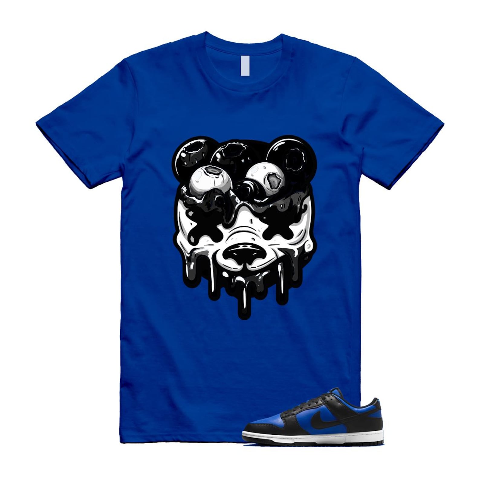 Dunk Hyper Royal Black White T Shirt Match DBEAR HF5441-401 T-Shirt, Sneaker Match Tee