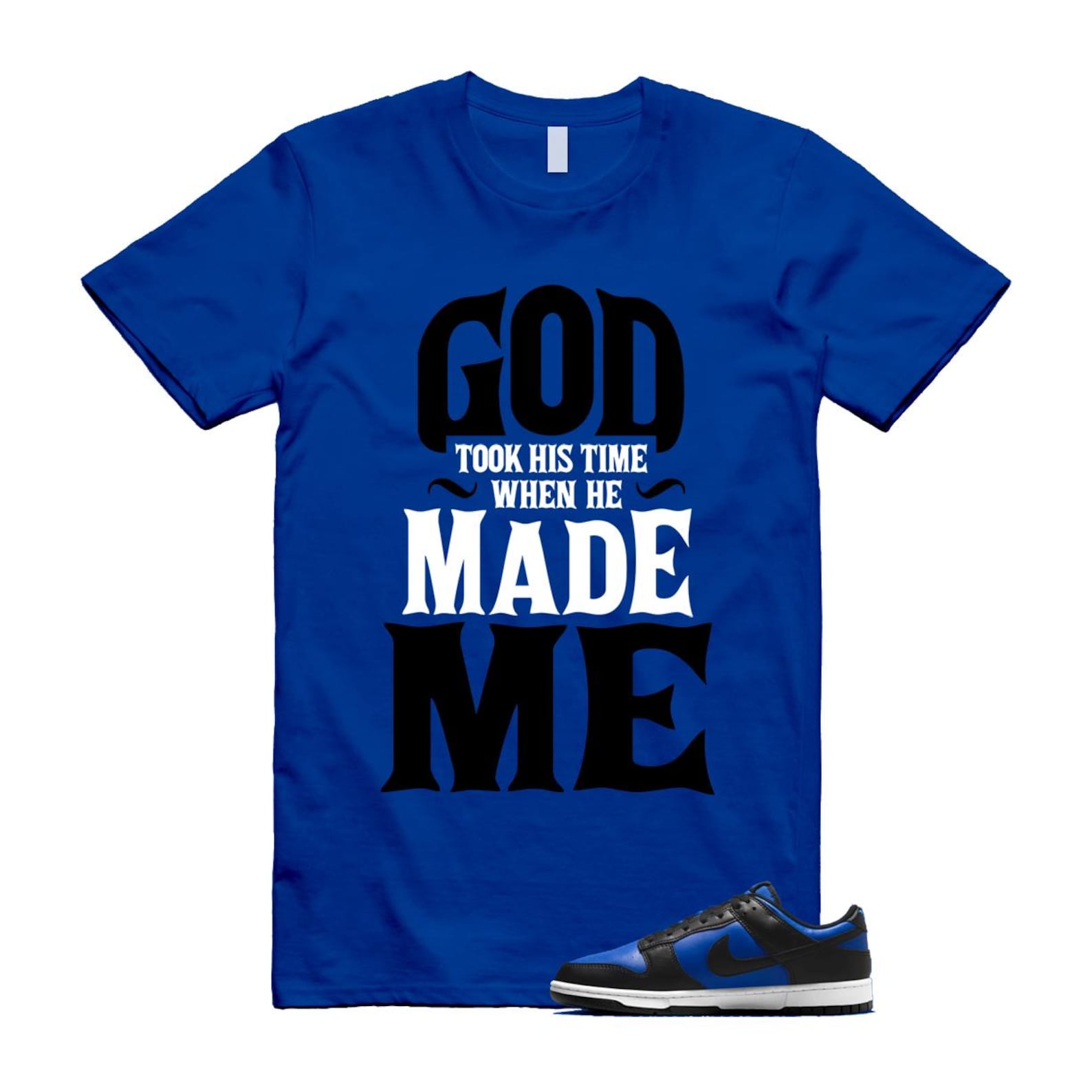 Dunk Hyper Royal Black White T Shirt Match GTHT HF5441-401 T-Shirt, Sneaker Match Tee