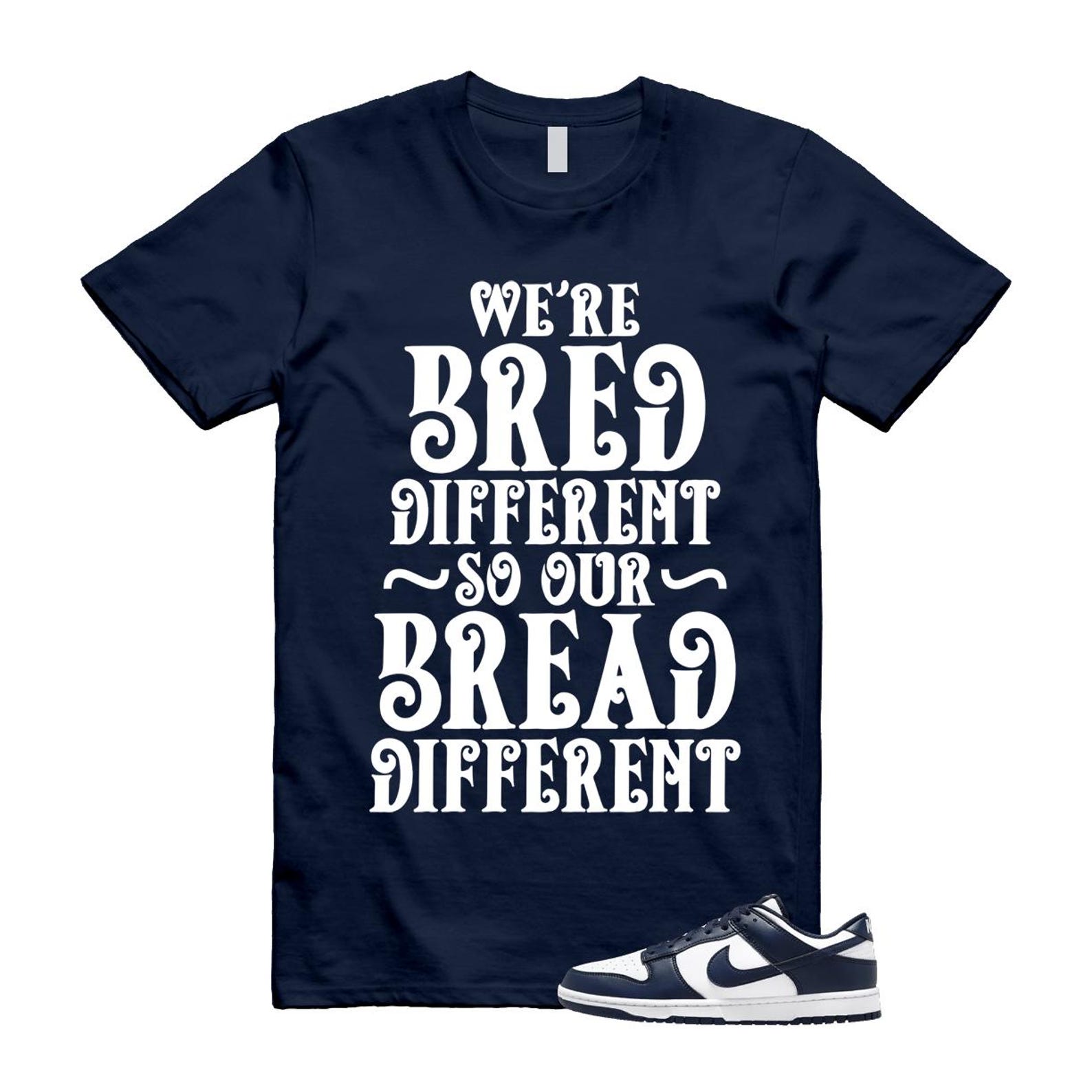 Dunk Midnight Navy White Low T Shirt Match BREAD HF5441-107 T-Shirt, Sneaker Match Tee