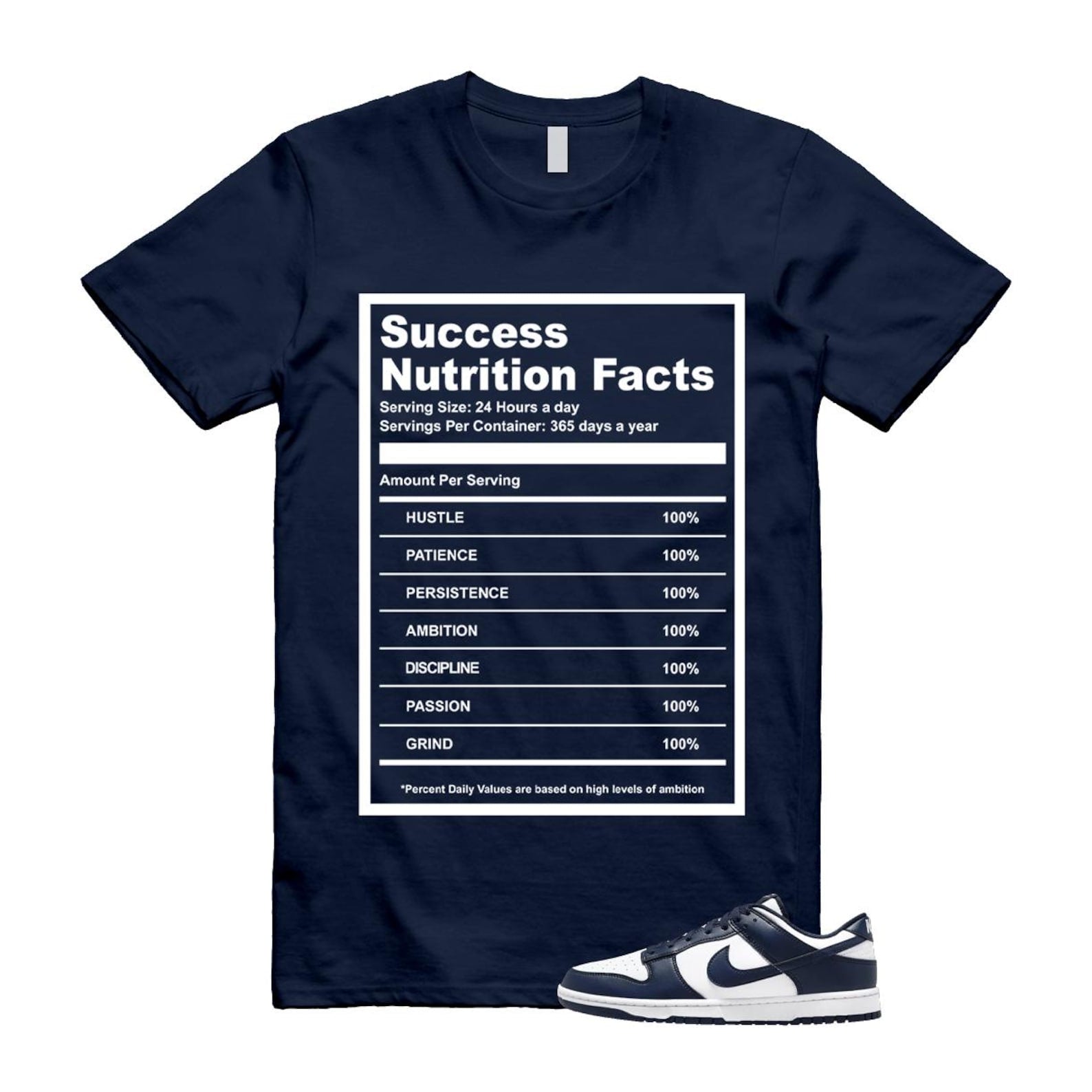 Dunk Midnight Navy White Low T Shirt Match SUCC HF5441-107 T-Shirt, Sneaker Match Tee