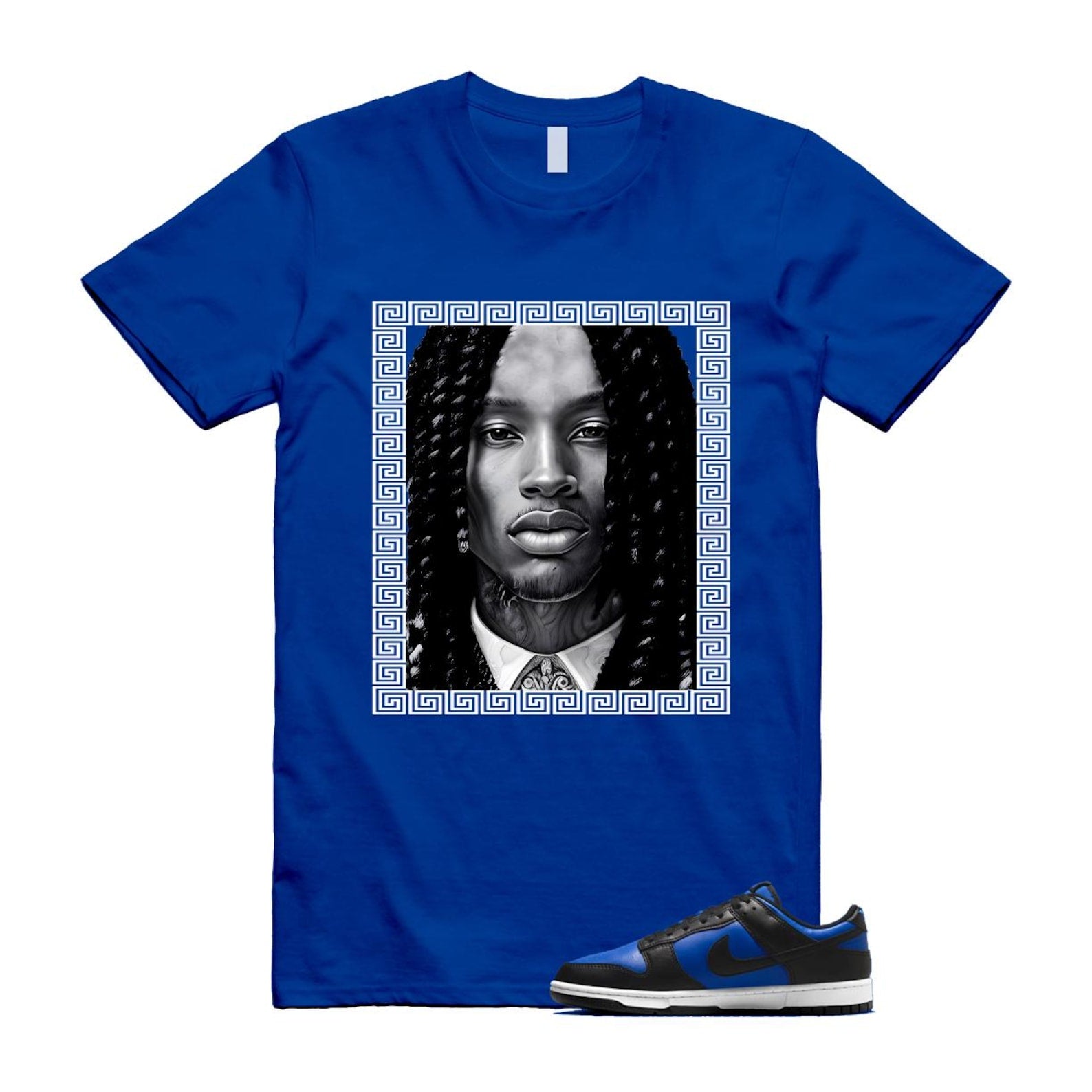 Dunk Hyper Royal Black White T Shirt Match VON HF5441-401 T-Shirt, Sneaker Match Tee