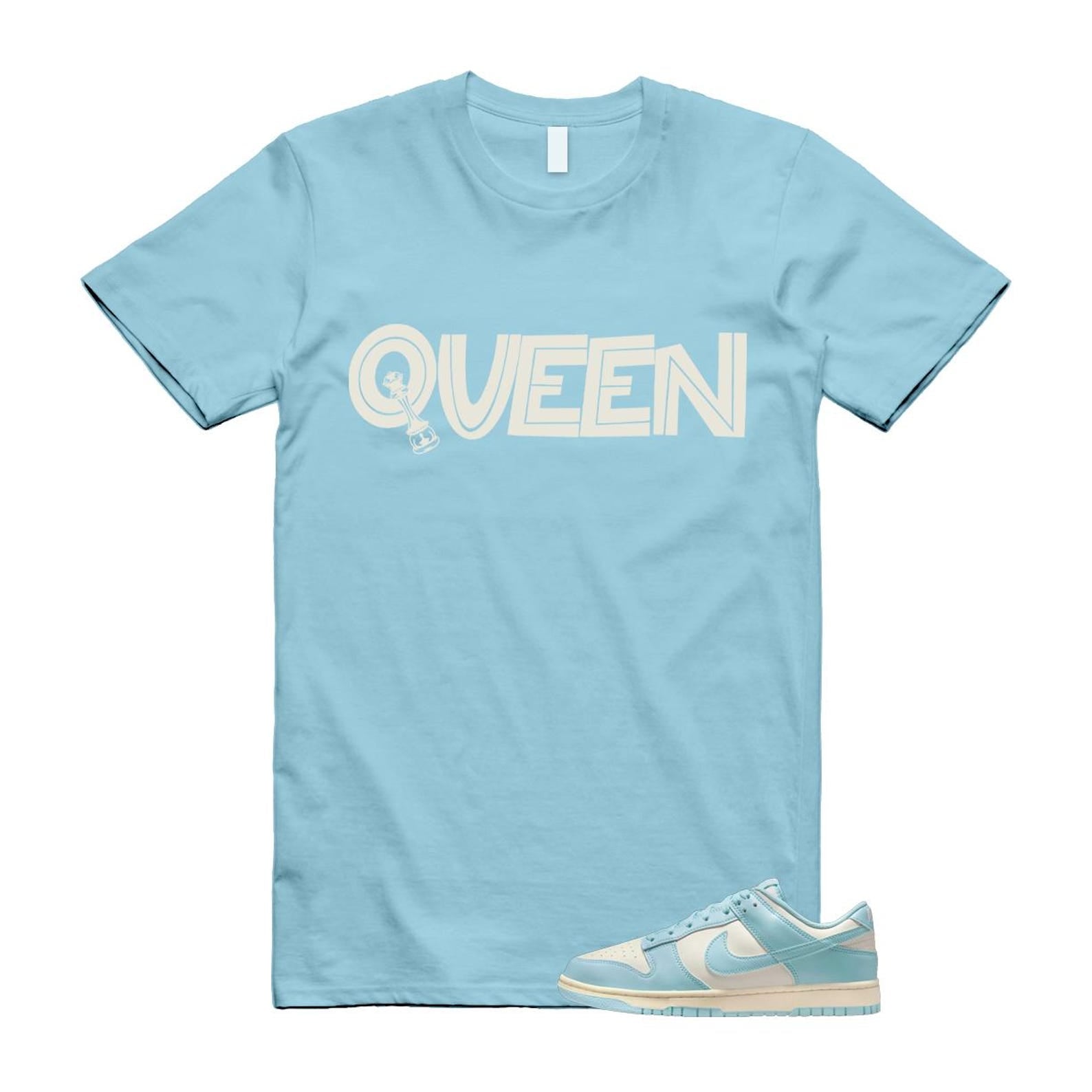 Dunk Glacier Blue Pale Ivory Low T Shirt Match QUEEN HF5441-103 T-Shirt, Sneaker Match Tee