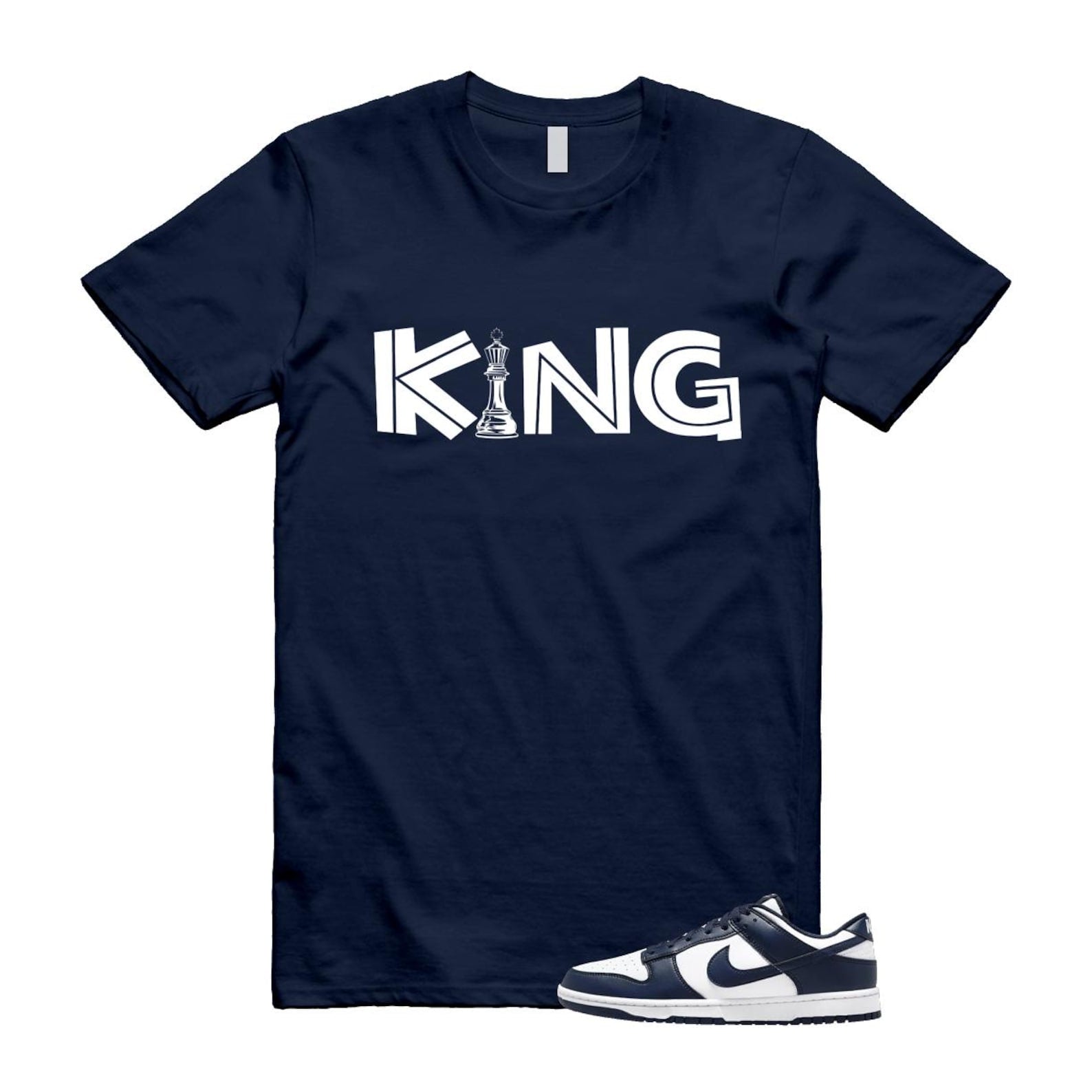 Dunk Midnight Navy White Low T Shirt Match KING HF5441-107 T-Shirt, Sneaker Match Tee