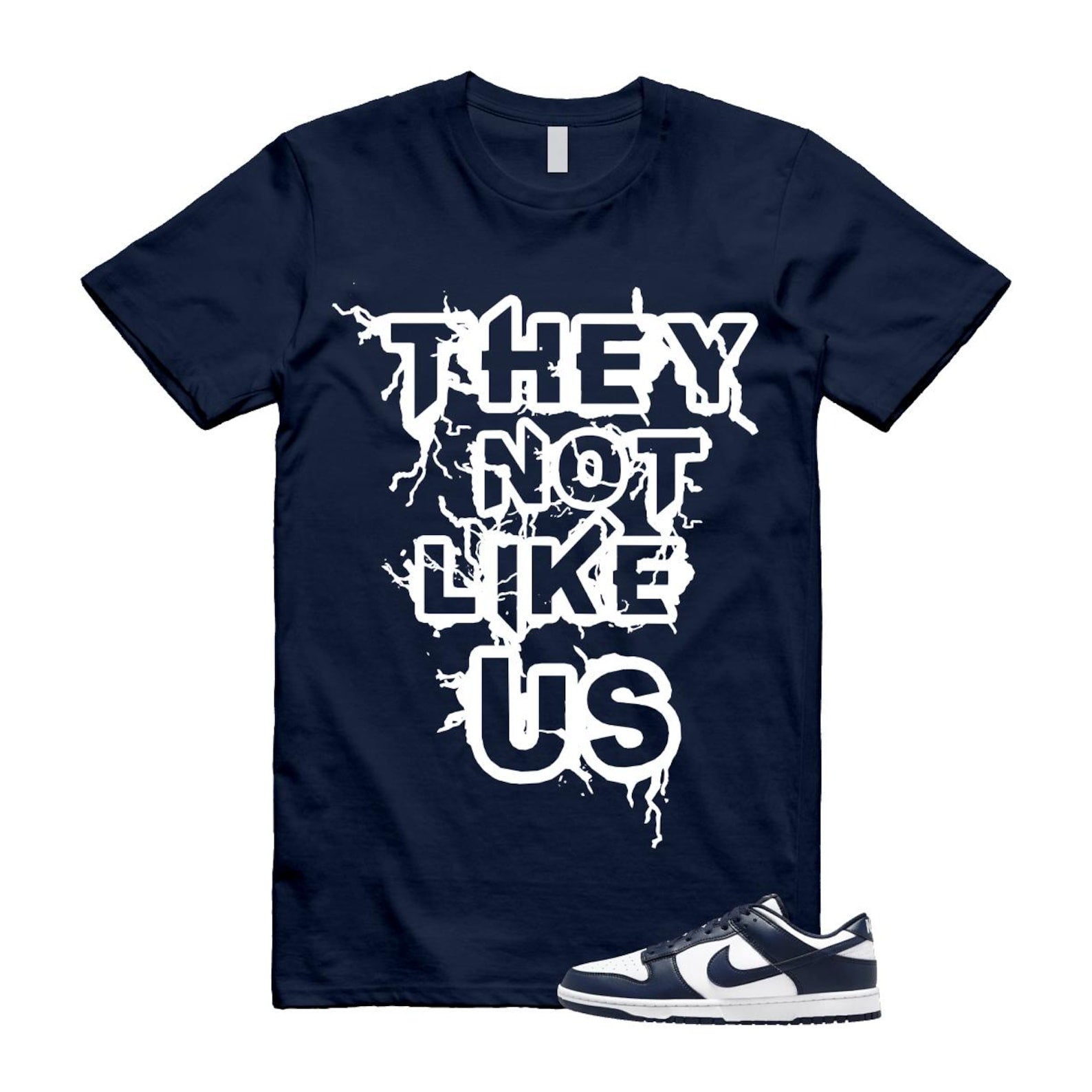 Dunk Midnight Navy White Low T Shirt Match US HF5441-107 T-Shirt, Sneaker Match Tee