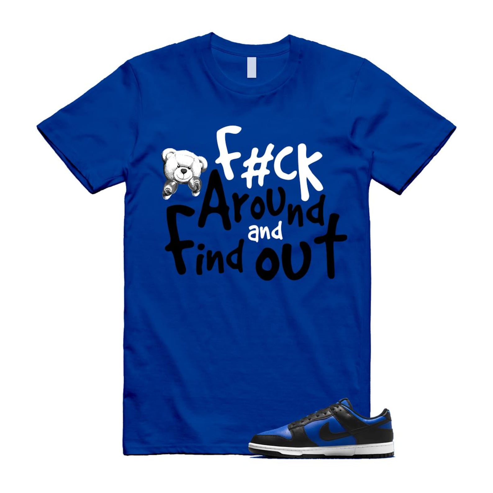Dunk Hyper Royal Black White T Shirt Match FCK HF5441-401 T-Shirt, Sneaker Match Tee