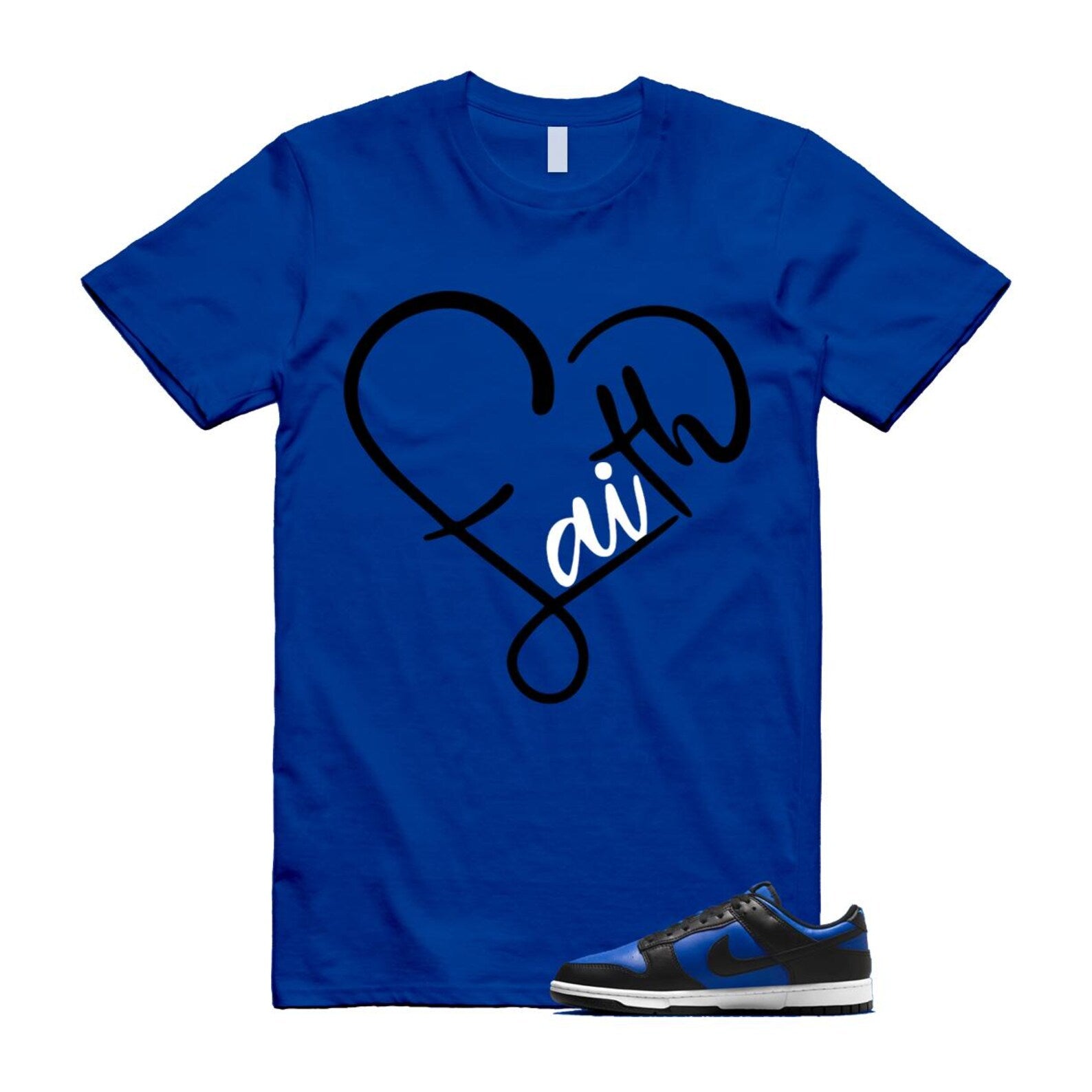 Dunk Hyper Royal Black White T Shirt Match FAITH HF5441-401 T-Shirt, Sneaker Match Tee