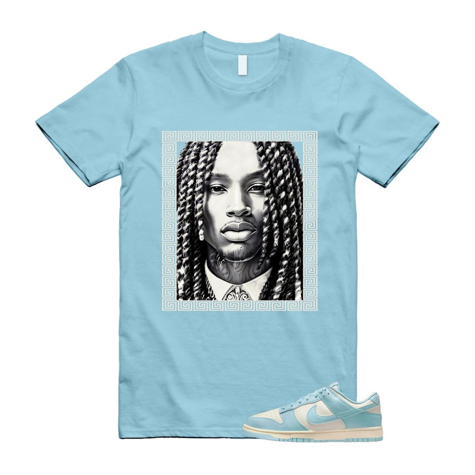 Dunk Glacier Blue Pale Ivory Low T Shirt Match VON HF5441-103 T-Shirt, Sneaker Match Tee