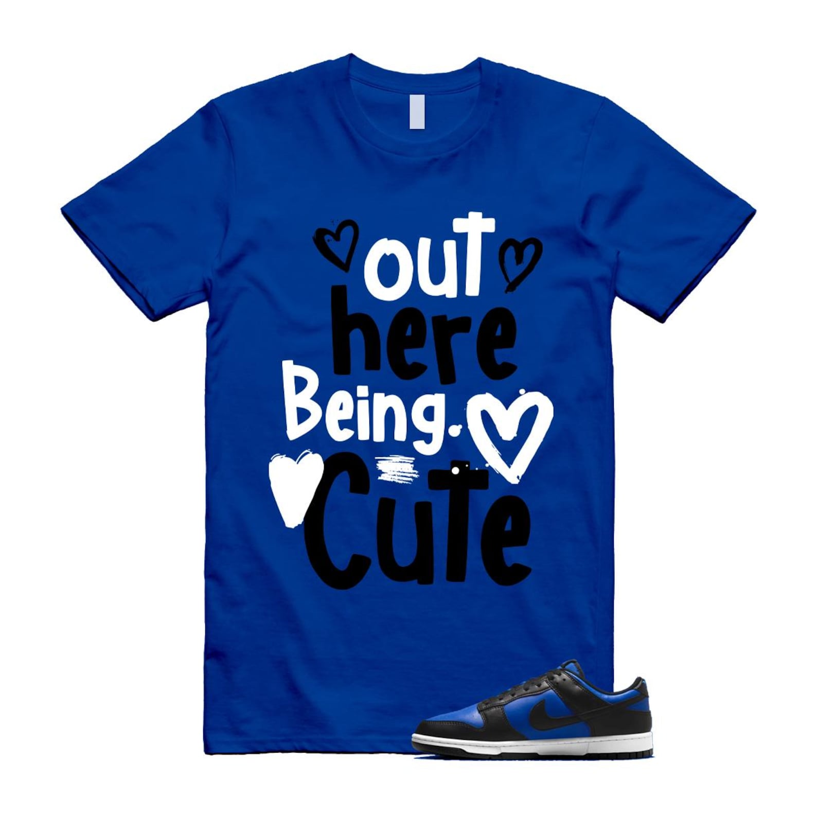 Dunk Hyper Royal Black White T Shirt Match C2 HF5441-401 T-Shirt, Sneaker Match Tee