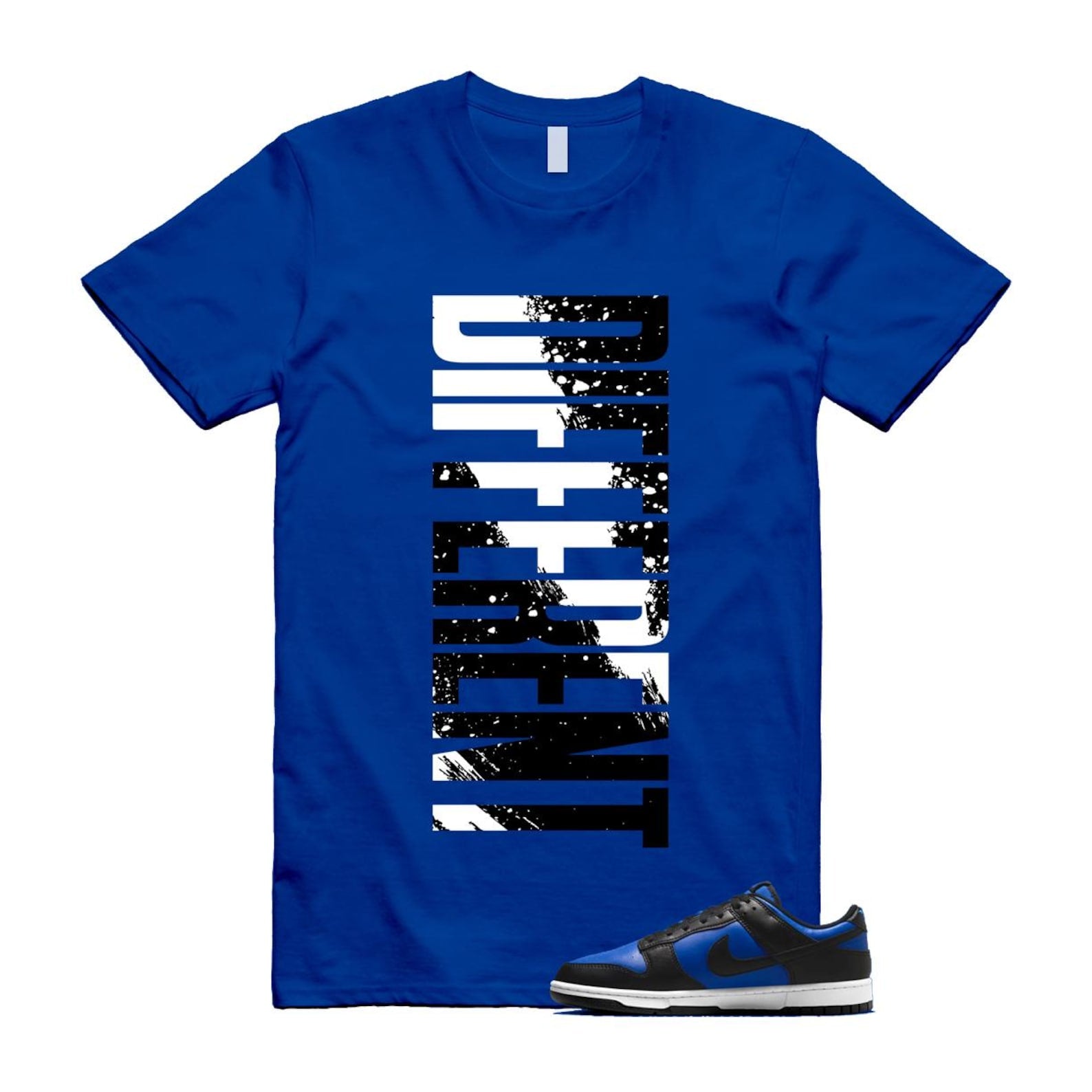 Dunk Hyper Royal Black White T Shirt Match DFRNT HF5441-401 T-Shirt, Sneaker Match Tee