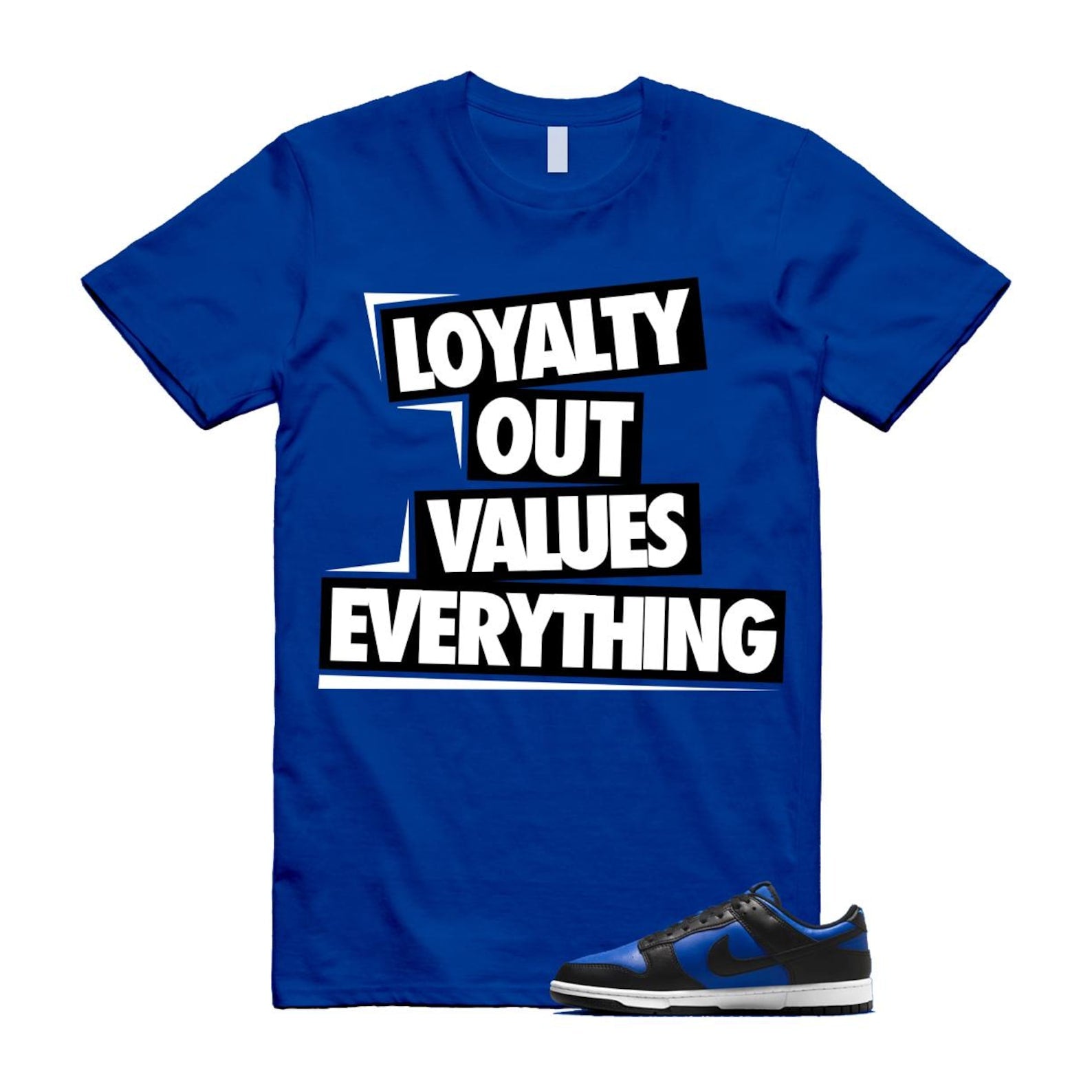 Dunk Hyper Royal Black White T Shirt Match LOVE HF5441-401 T-Shirt, Sneaker Match Tee