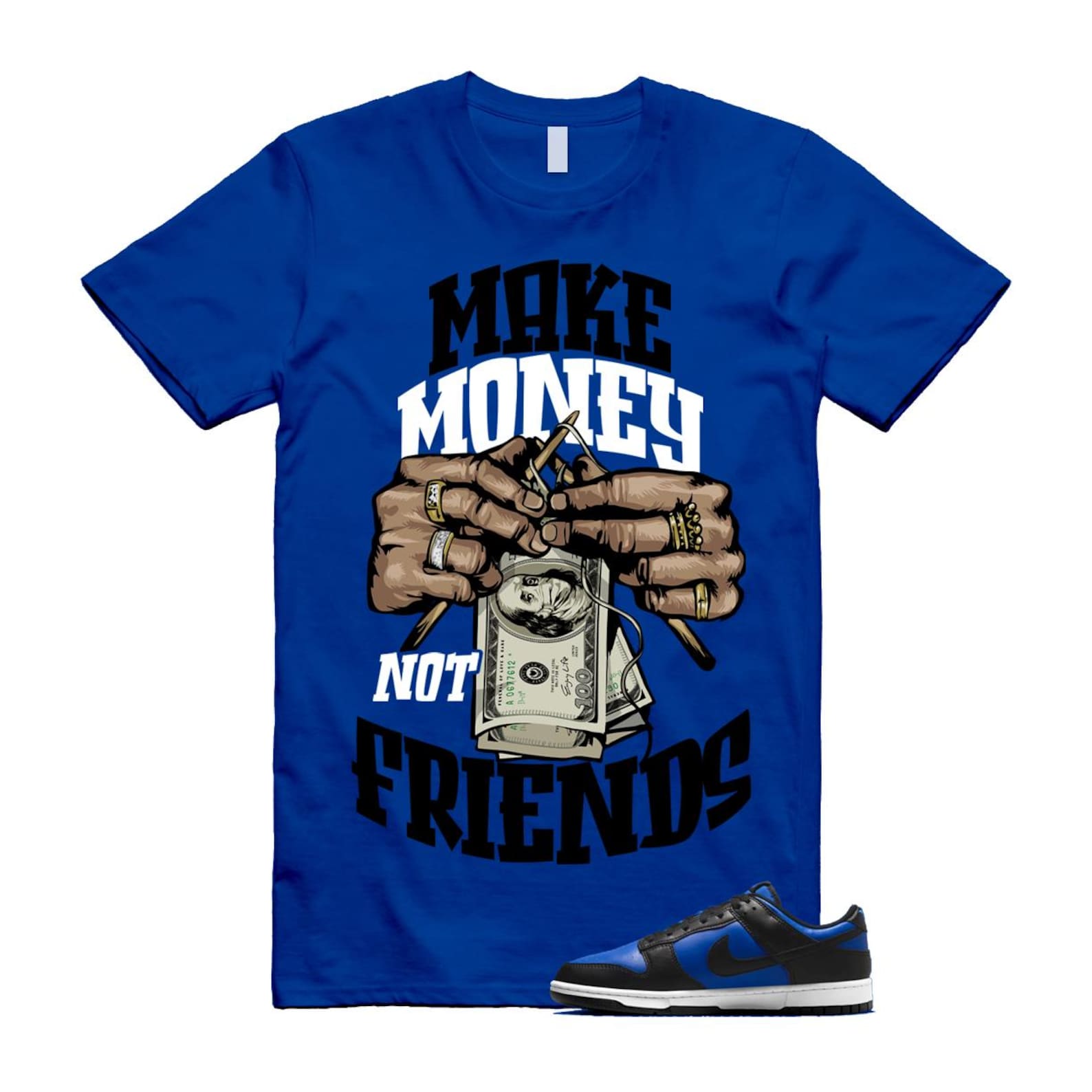 Dunk Hyper Royal Black White T Shirt Match MM HF5441-401 T-Shirt, Sneaker Match Tee