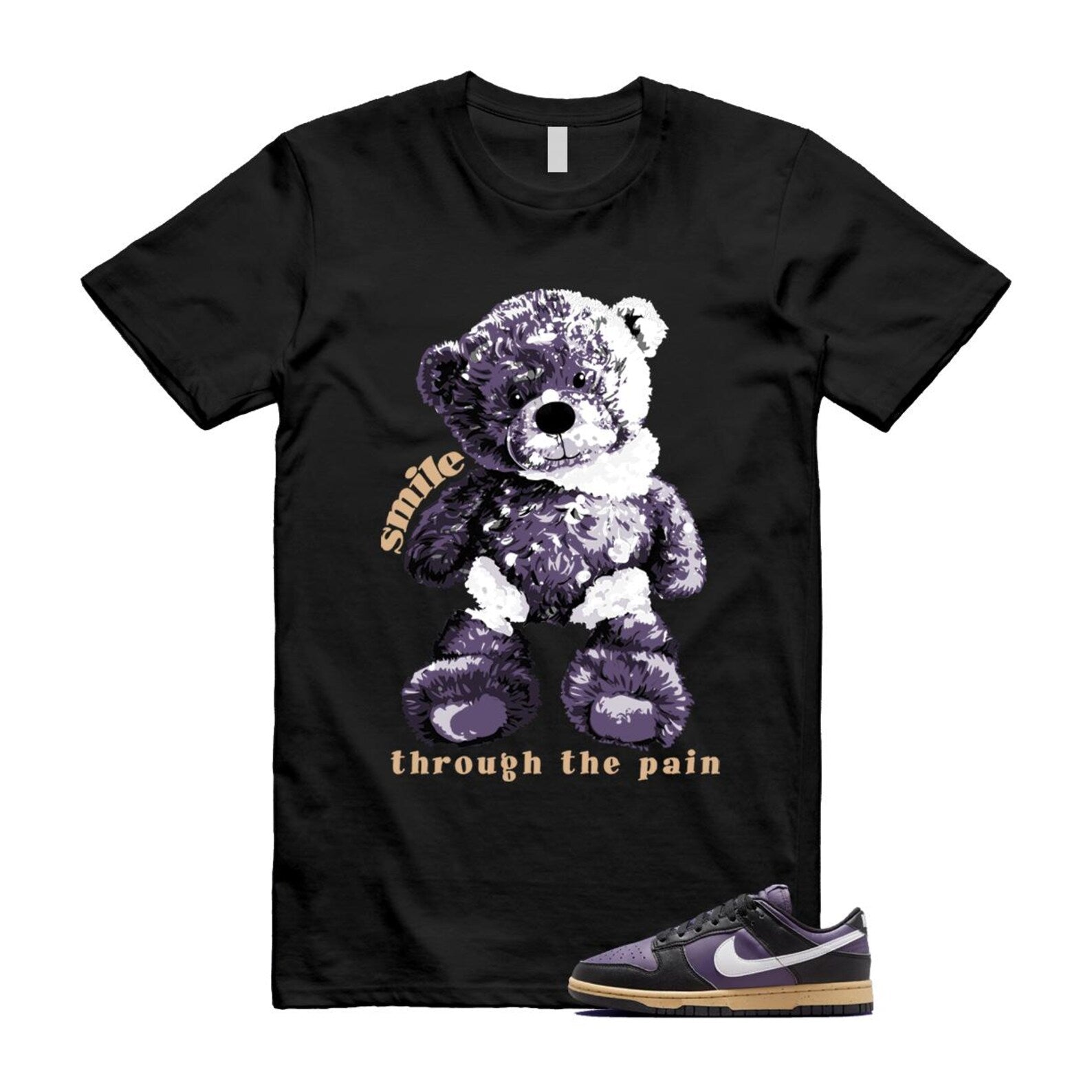 Dunk Dark Raisin Black White Sesame Next Nature T Shirt Match SMILE DD1873-500 T-Shirt, Sneaker Match Tee