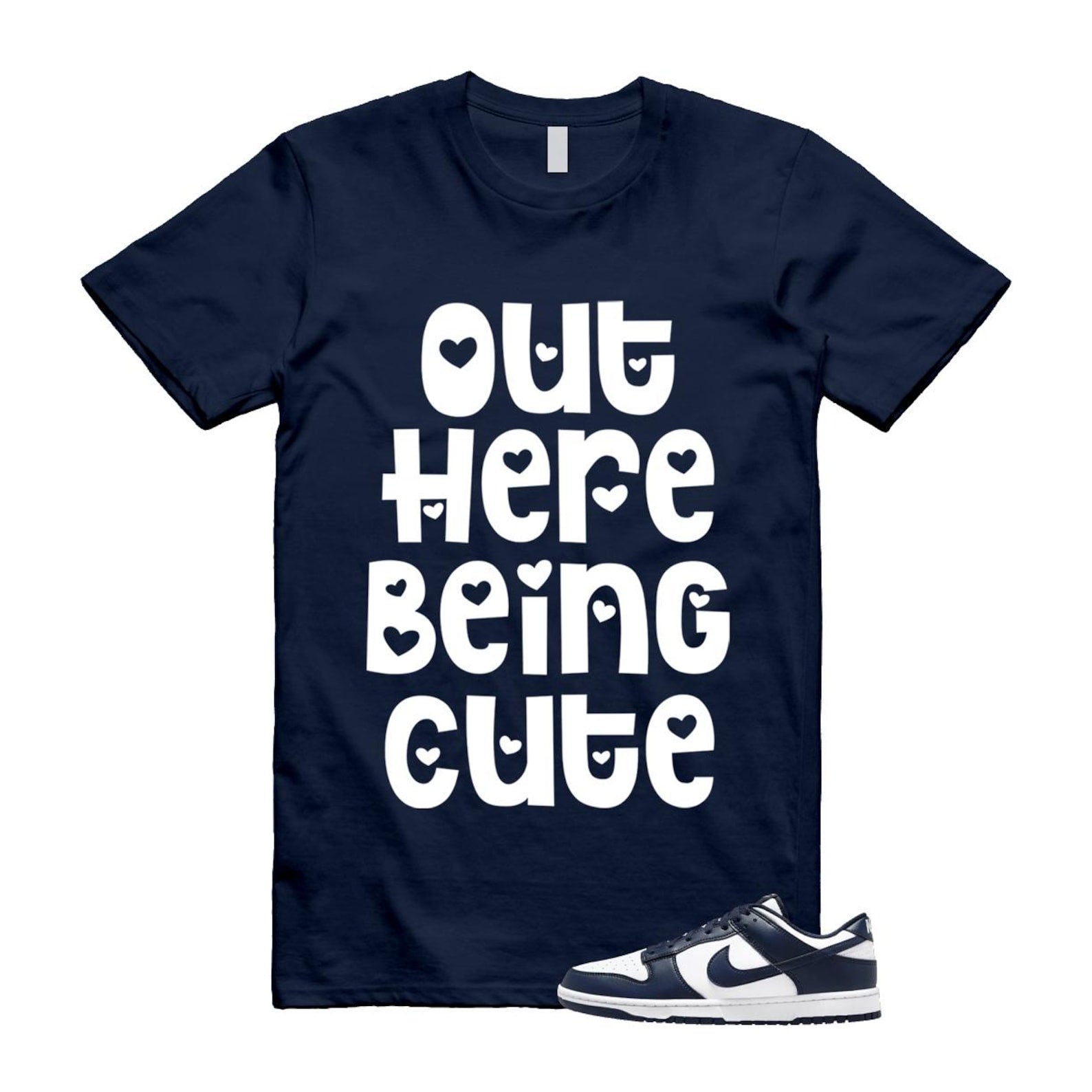 Dunk Midnight Navy White Low T Shirt Match OHBC HF5441-107 T-Shirt, Sneaker Match Tee