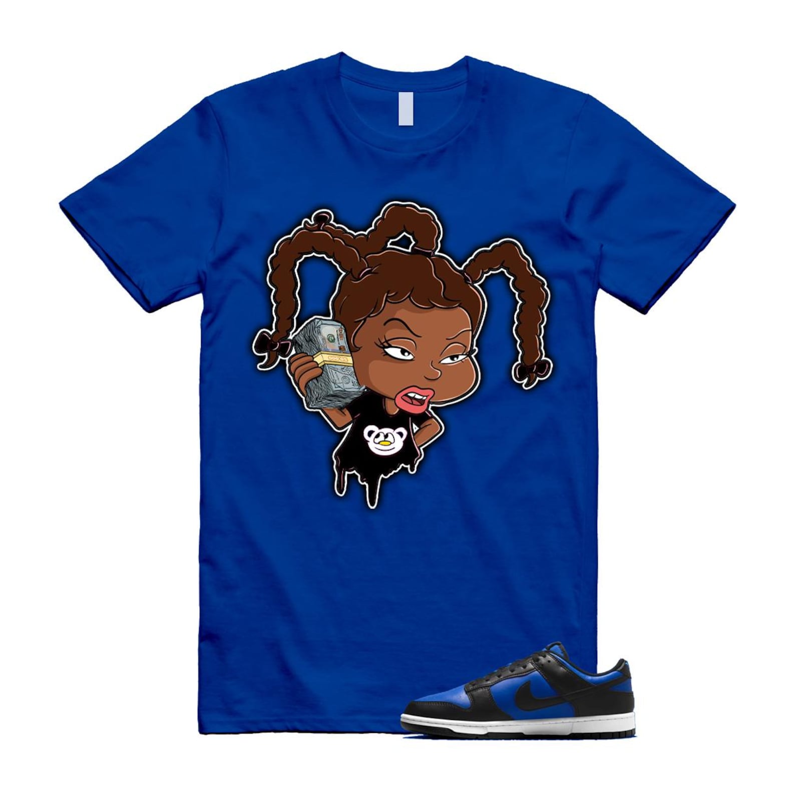 Dunk Hyper Royal Black White T Shirt Match SUSIE HF5441-401 T-Shirt, Sneaker Match Tee