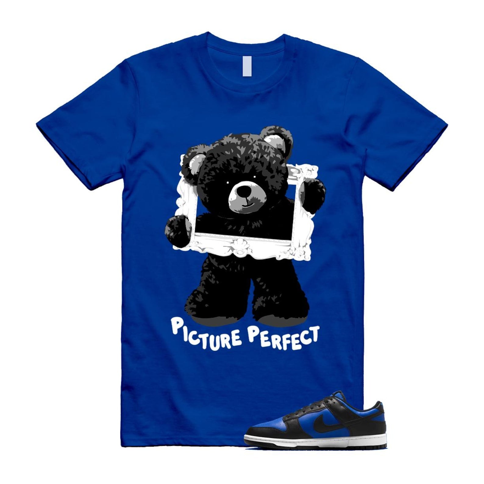 Dunk Hyper Royal Black White T Shirt Match PIC HF5441-401 T-Shirt, Sneaker Match Tee
