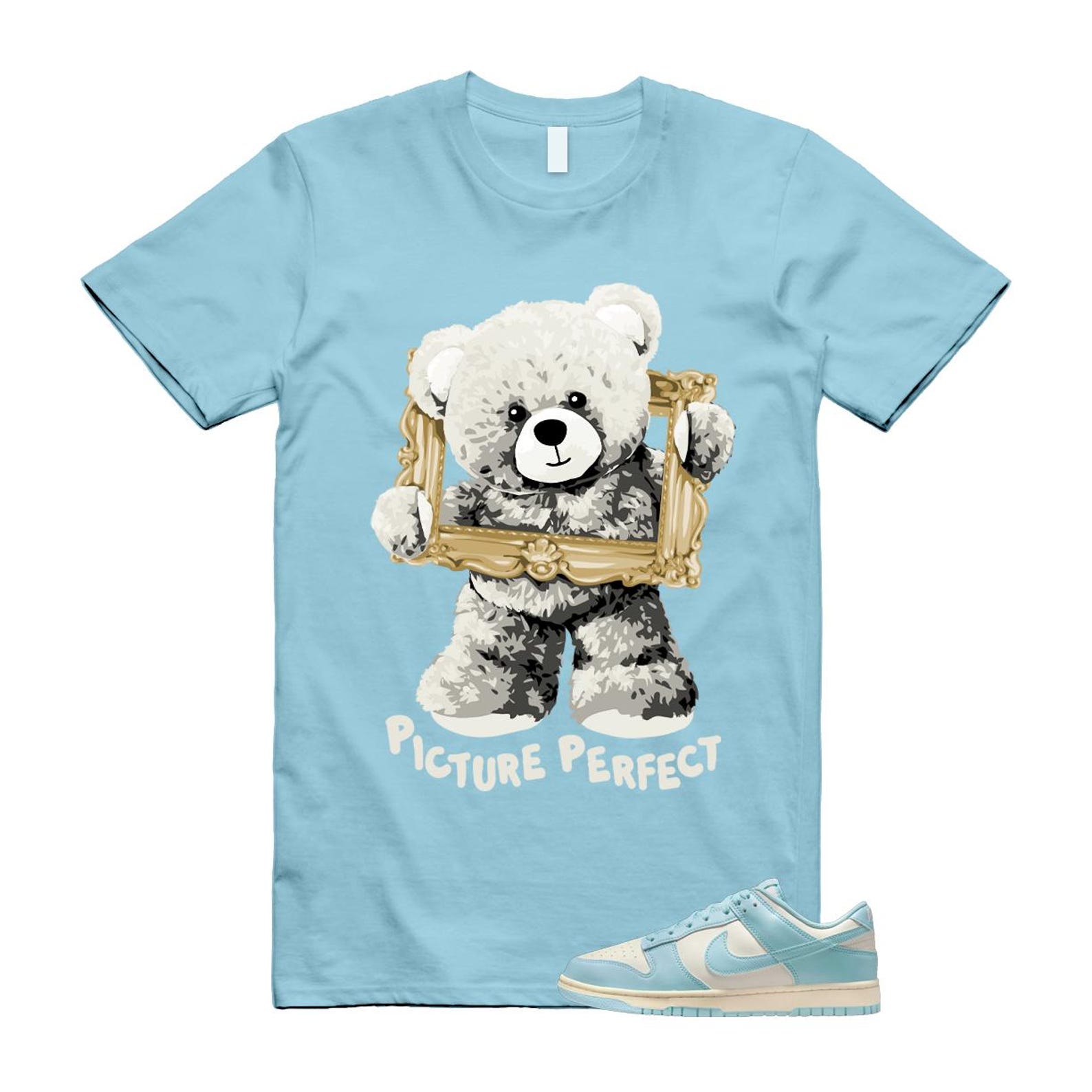 Dunk Glacier Blue Pale Ivory Low T Shirt Match PIC HF5441-103 T-Shirt, Sneaker Match Tee