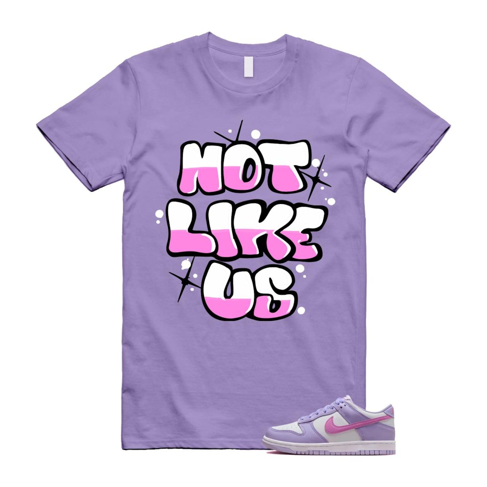 Dunk Lilac Bloom Pink Purple White T Shirt Match NLU HQ1185-161 T-Shirt, Sneaker Match Tee
