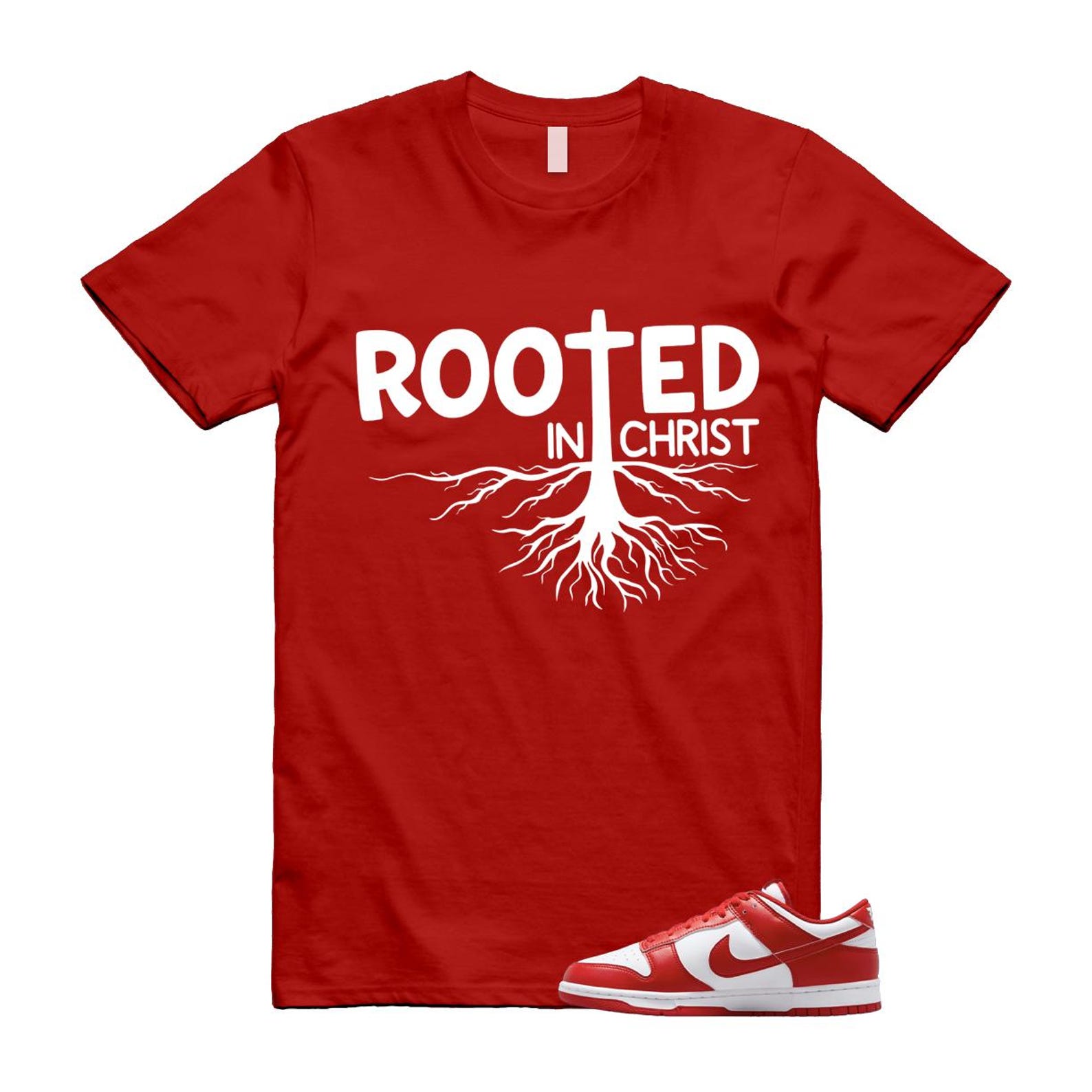 Dunk St Johns University Red White 2025 T Shirt Match ROOTED CU1727-100 T-Shirt, Sneaker Match Tee
