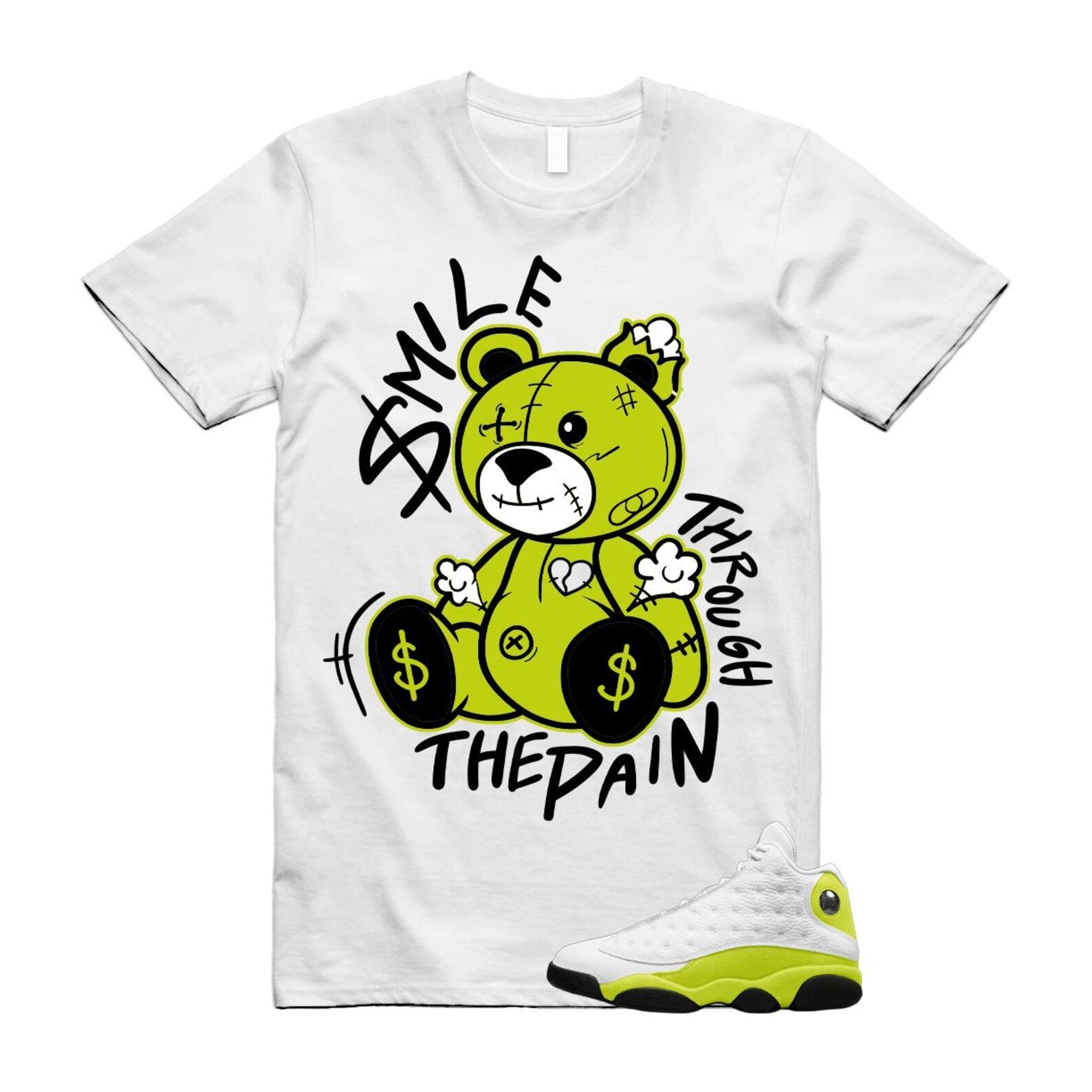 13 Bright Cactus White Black T Shirt Match SM2, 414571-131 T-Shirt, Sneaker Match Tee