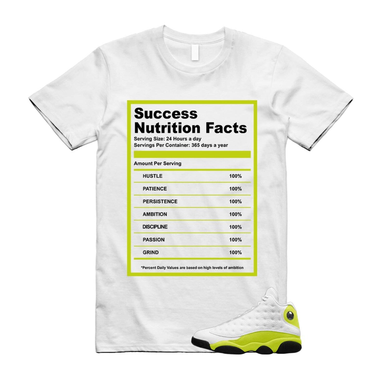 13 Bright Cactus White Black T Shirt Match SUCC, 414571-131 T-Shirt, Sneaker Match Tee