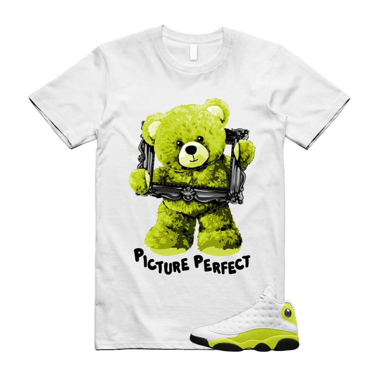 13 Bright Cactus White Black T Shirt Match PIC, 414571-131 T-Shirt, Sneaker Match Tee