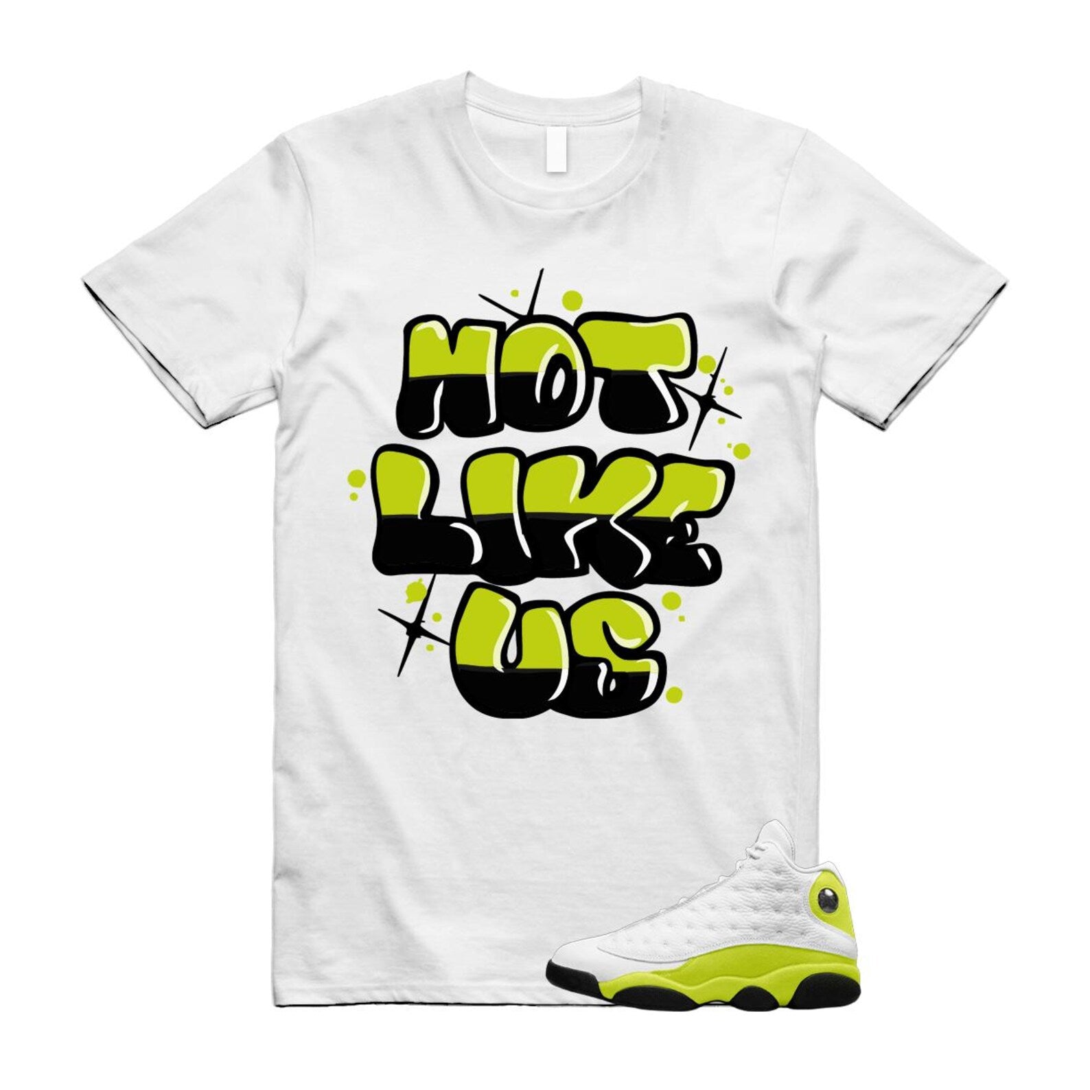 13 Bright Cactus White Black T Shirt Match NLU, 414571-131 T-Shirt, Sneaker Match Tee