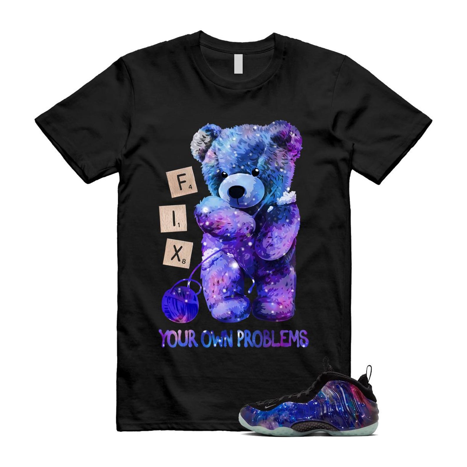 Galaxy Air Foamposite One 2025 Obsidian Black Anthracite T Shirt Match FIX, FQ4303-400 Sneaker Match Tees T-Shirt, Sneaker Match Tee