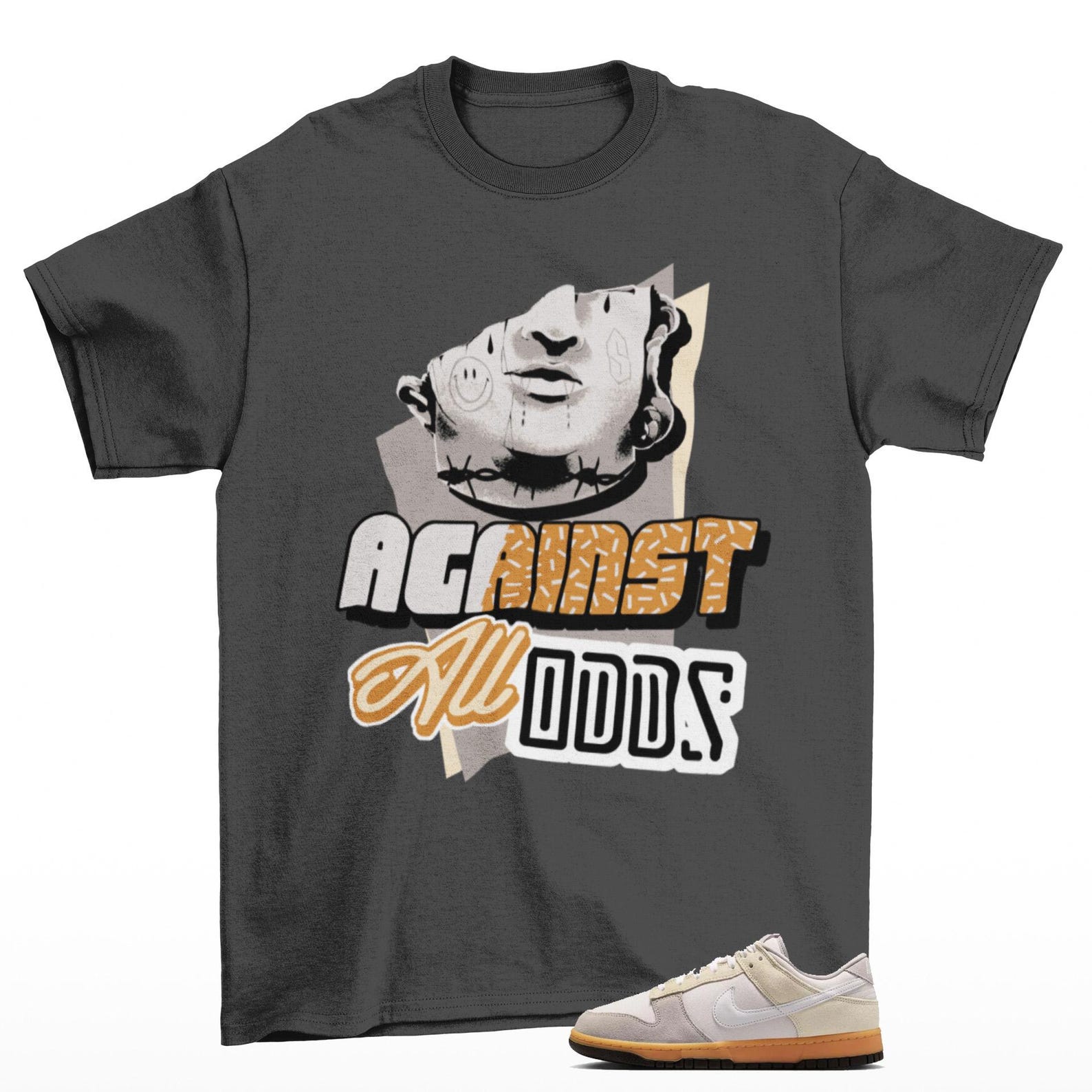 All Odds Sneaker T Shirt to Match Dunk Low Phantom Grey Gum, HV4301-030 T-Shirt, Sneaker Match Tee