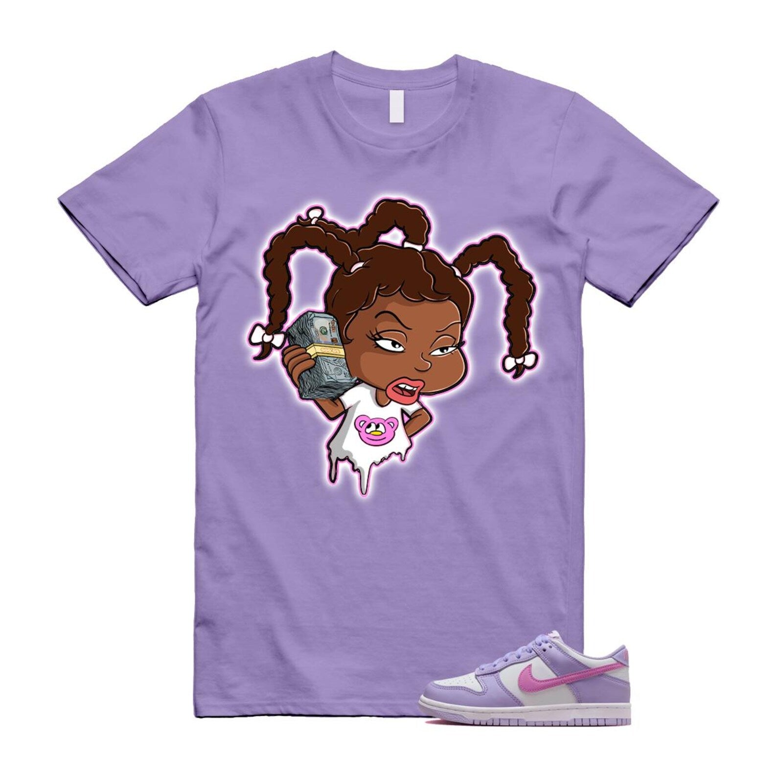 Dunk Lilac Bloom Pink Purple White T Shirt Match SUSIE HQ1185-161 T-Shirt, Sneaker Match Tee