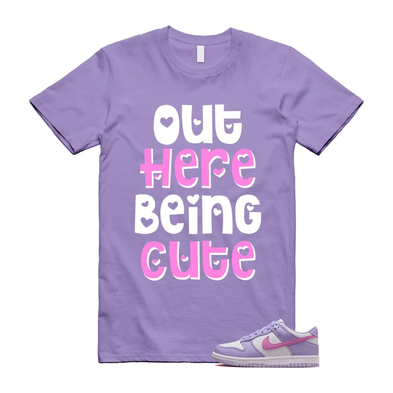 Dunk Lilac Bloom Pink Purple White T Shirt Match CUTE HQ1185-161 T-Shirt, Sneaker Match Tee