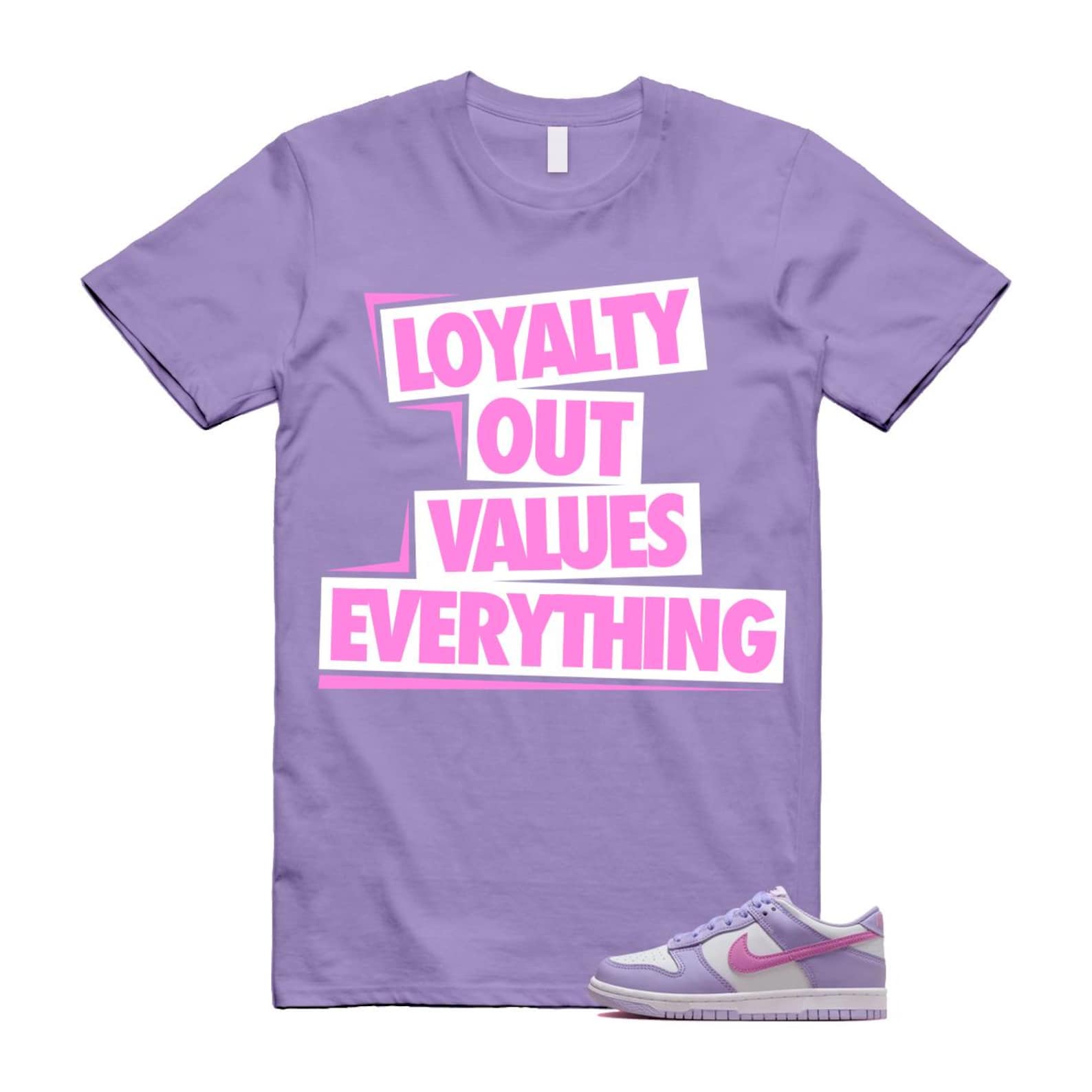 Dunk Lilac Bloom Pink Purple White T Shirt Match LOVE HQ1185-161 T-Shirt, Sneaker Match Tee