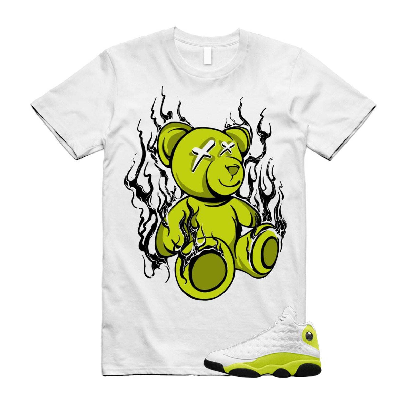 13 Bright Cactus White Black T Shirt Match LIT, 414571-131 T-Shirt, Sneaker Match Tee