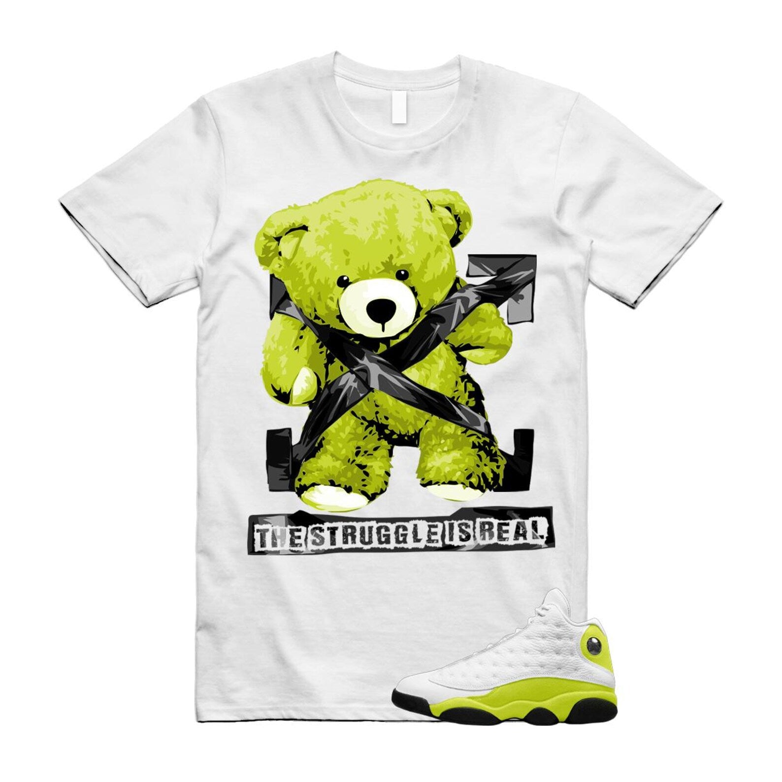 13 Bright Cactus White Black T Shirt Match STRUG, 414571-131 T-Shirt, Sneaker Match Tee