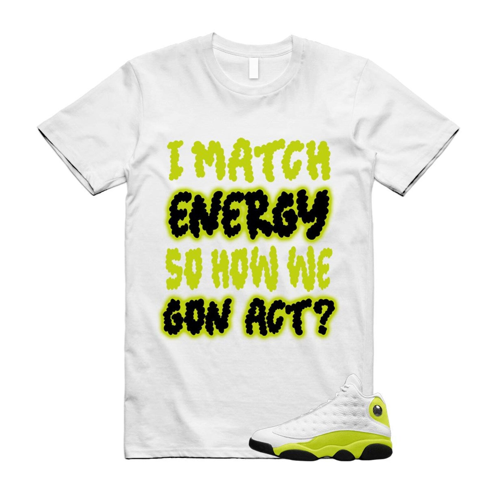 13 Bright Cactus White Black T Shirt Match MATCH, 414571-131 T-Shirt, Sneaker Match Tee