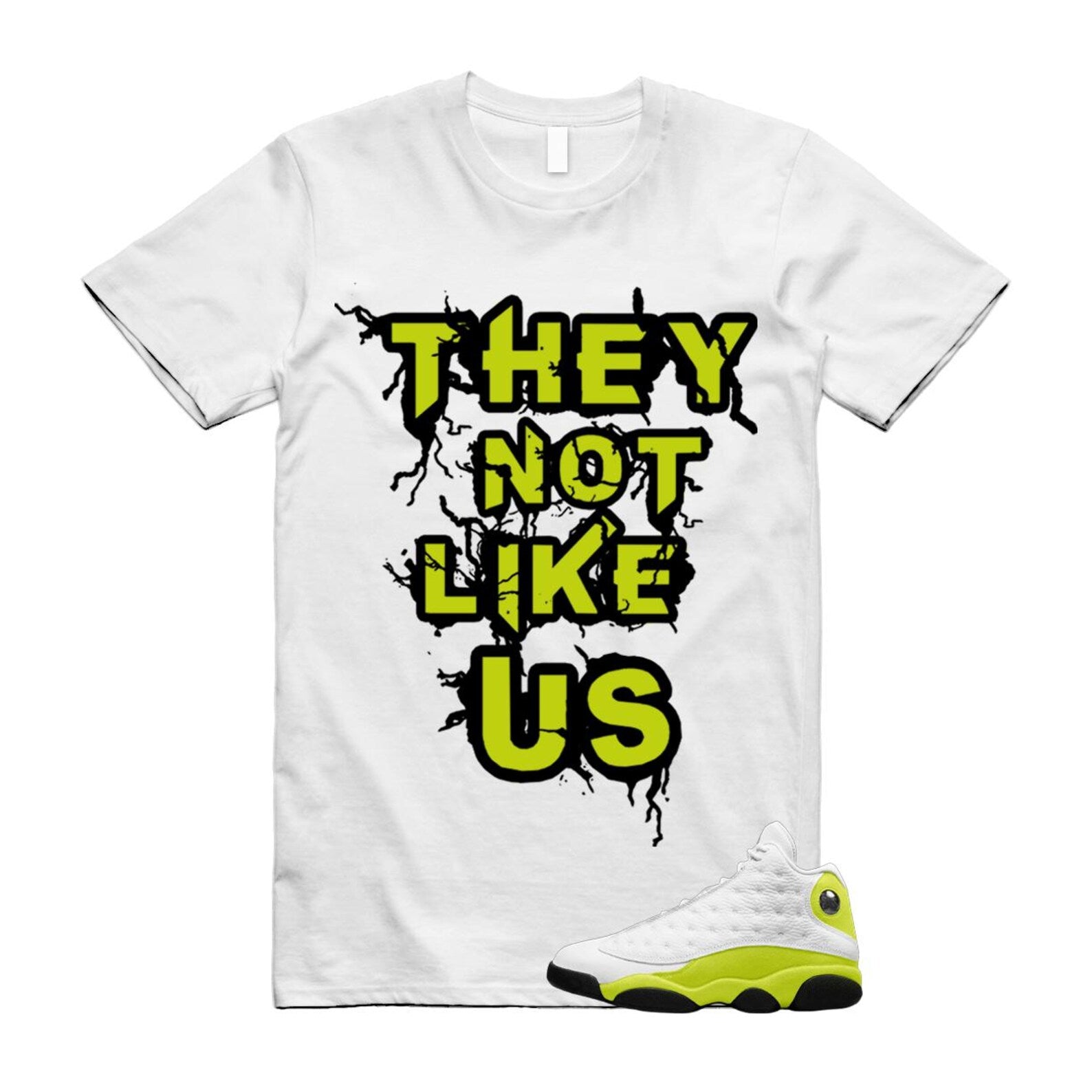 13 Bright Cactus White Black T Shirt Match US, 414571-131 T-Shirt, Sneaker Match Tee