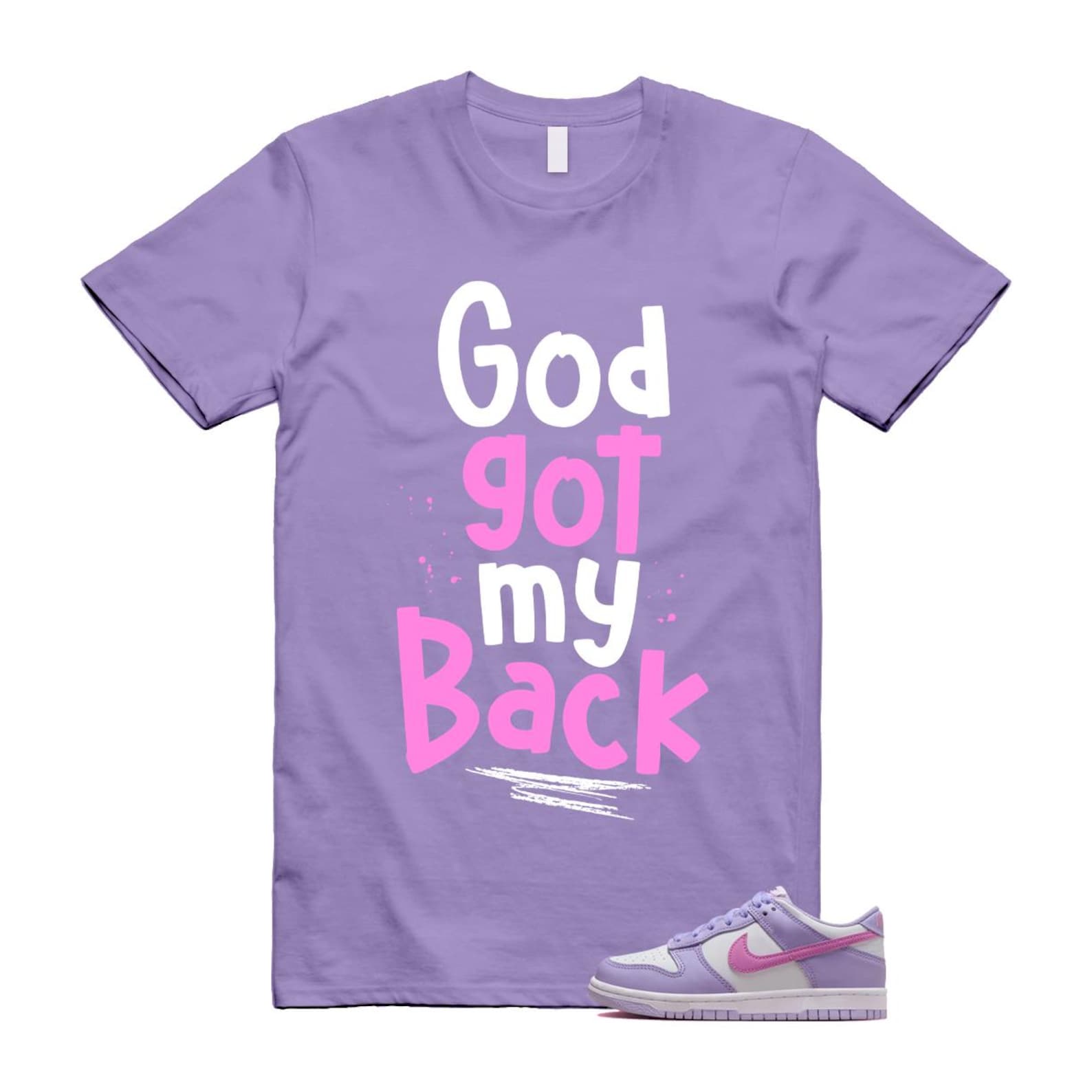 Dunk Lilac Bloom Pink Purple White T Shirt Match GOD HQ1185-161 T-Shirt, Sneaker Match Tee
