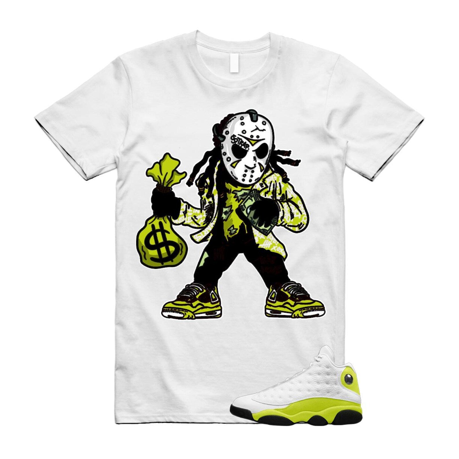 13 Bright Cactus White Black T Shirt Match JASON, 414571-131 T-Shirt, Sneaker Match Tee