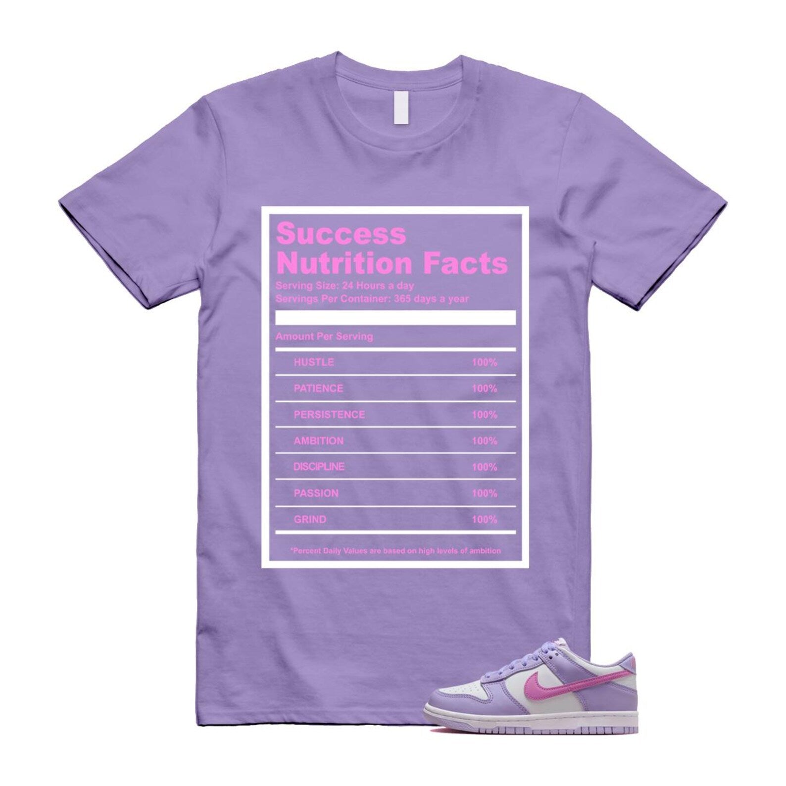 Dunk Lilac Bloom Pink Purple White T Shirt Match SUCC HQ1185-161 T-Shirt, Sneaker Match Tee
