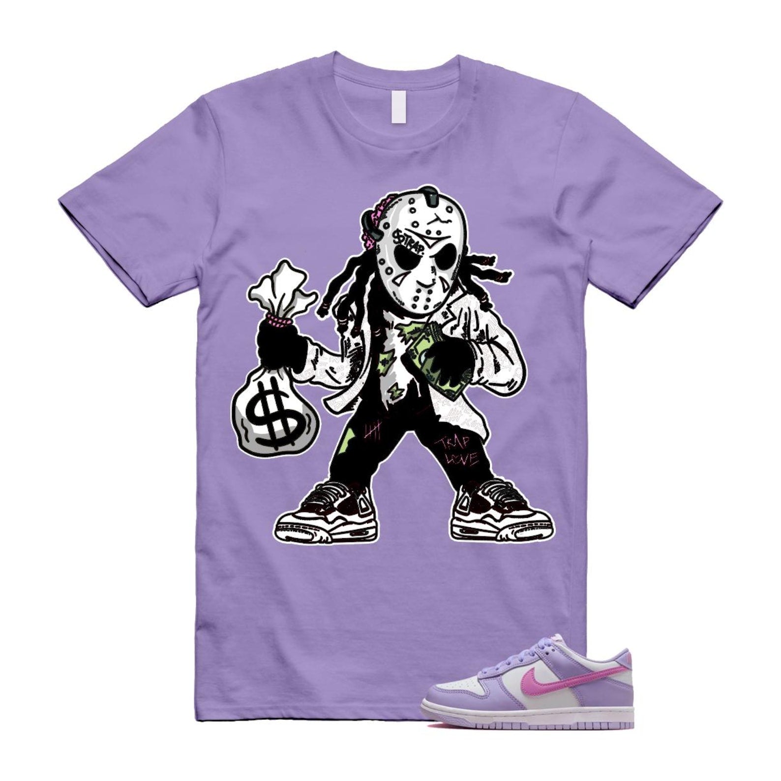 Dunk Lilac Bloom Pink Purple White T Shirt Match JASON HQ1185-161 T-Shirt, Sneaker Match Tee