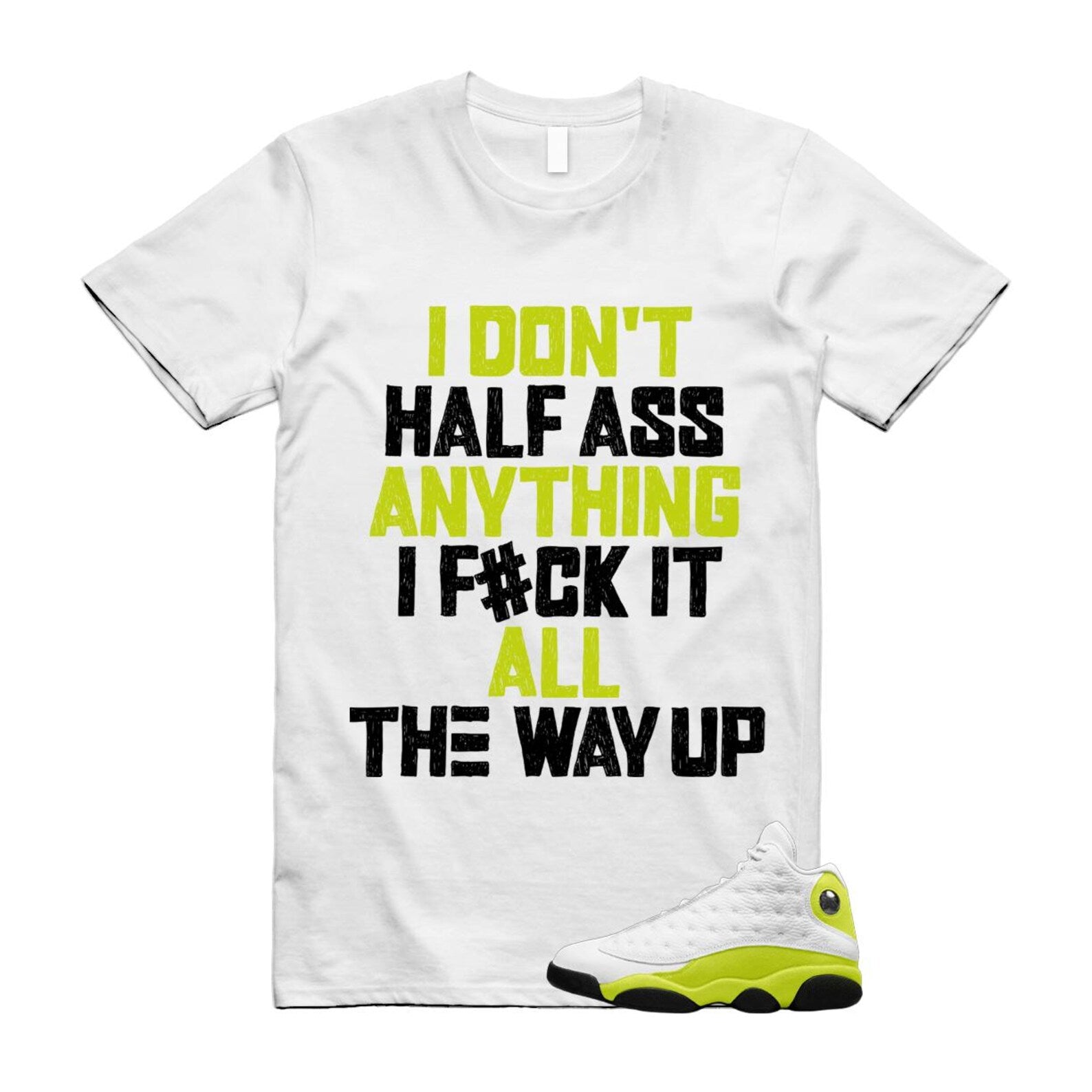 13 Bright Cactus White Black T Shirt Match HALF, 414571-131 T-Shirt, Sneaker Match Tee