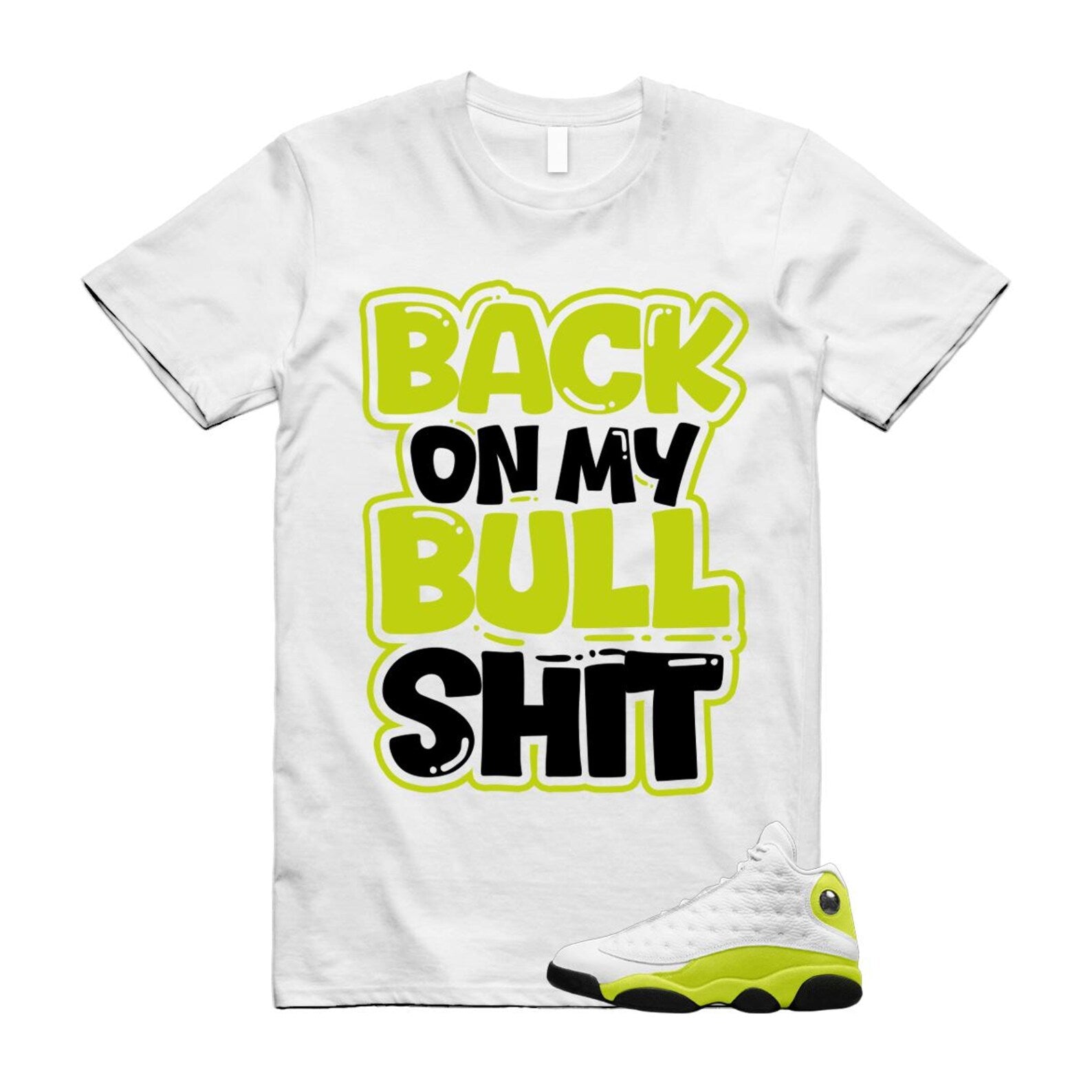 13 Bright Cactus White Black T Shirt Match BULL, 414571-131 T-Shirt, Sneaker Match Tee