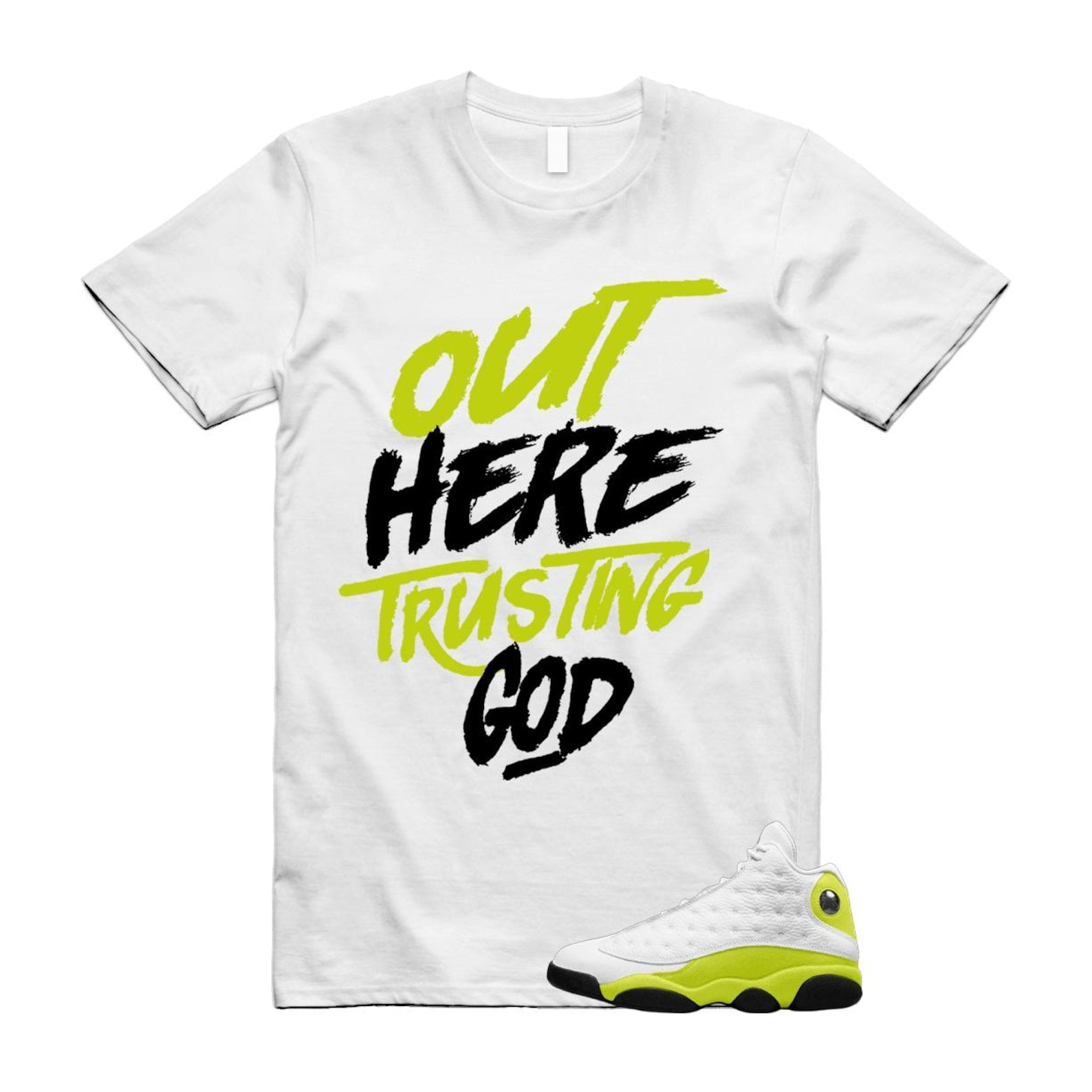 13 Bright Cactus White Black T Shirt Match TG, 414571-131 T-Shirt, Sneaker Match Tee