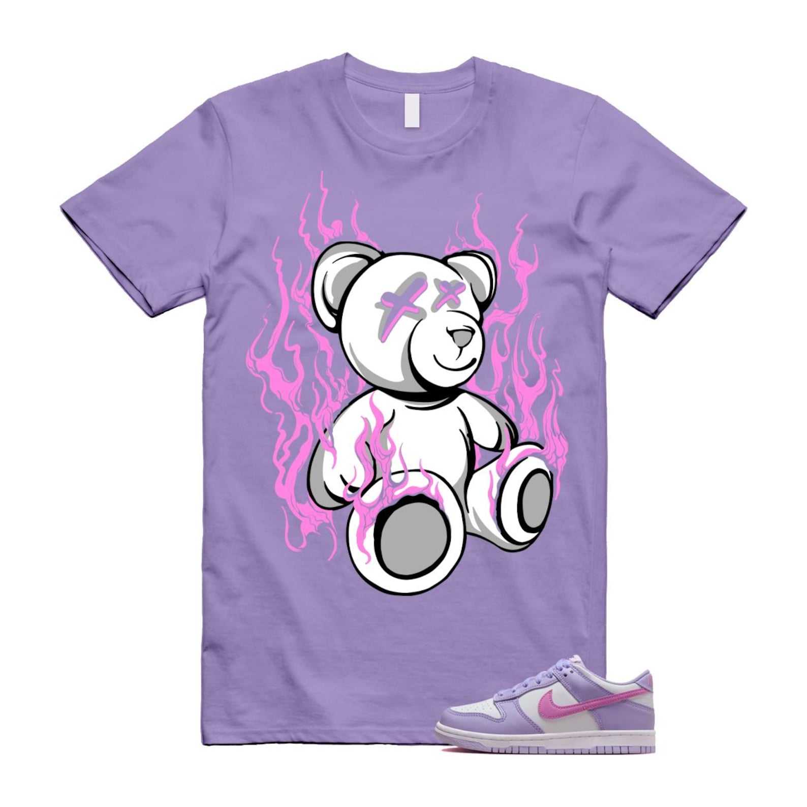 Dunk Lilac Bloom Pink Purple White T Shirt Match LIT HQ1185-161 T-Shirt, Sneaker Match Tee